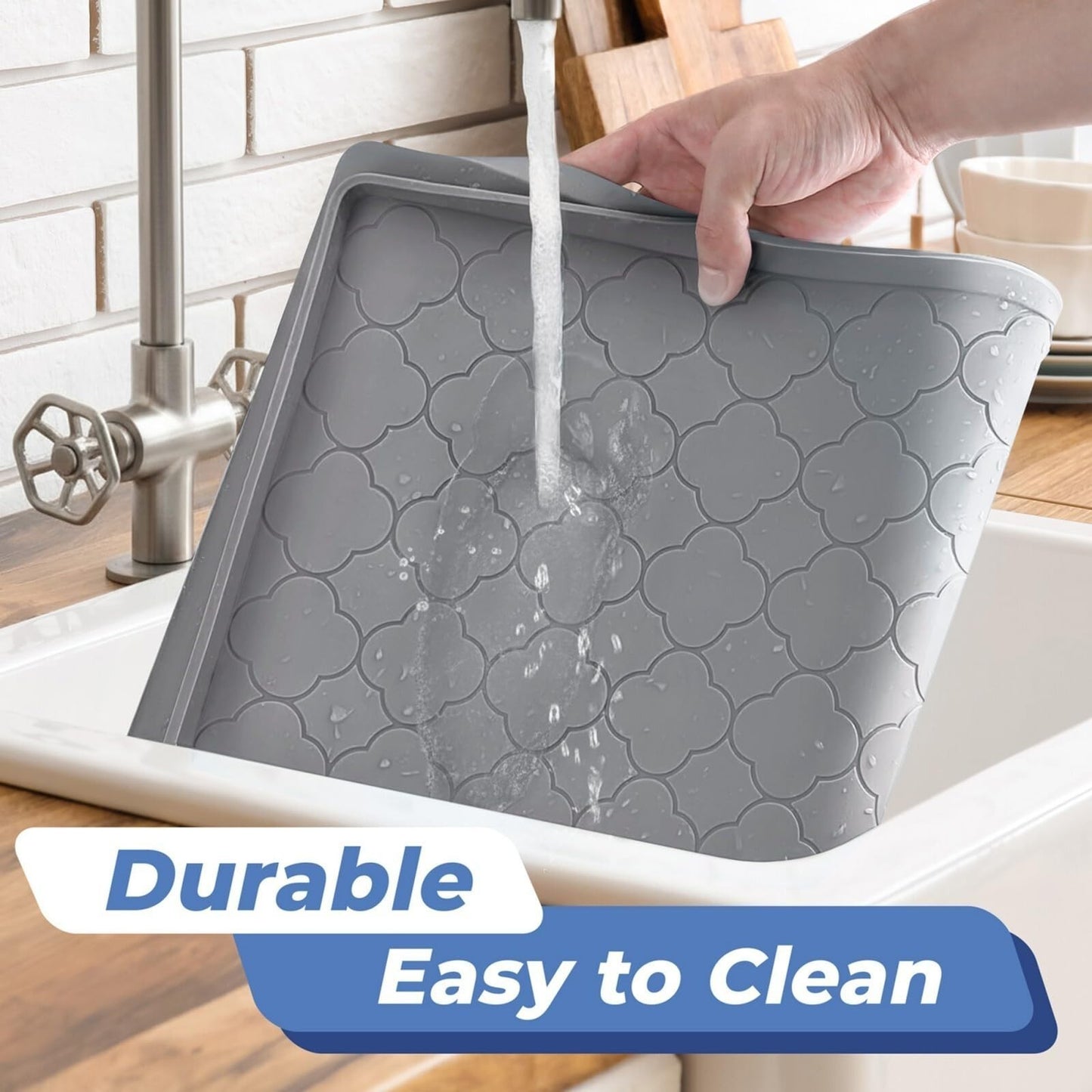 Waterproof Silicone Under Sink Mat 34"x22" | Kitchen Cabinet Liner, Anti Slip, E4