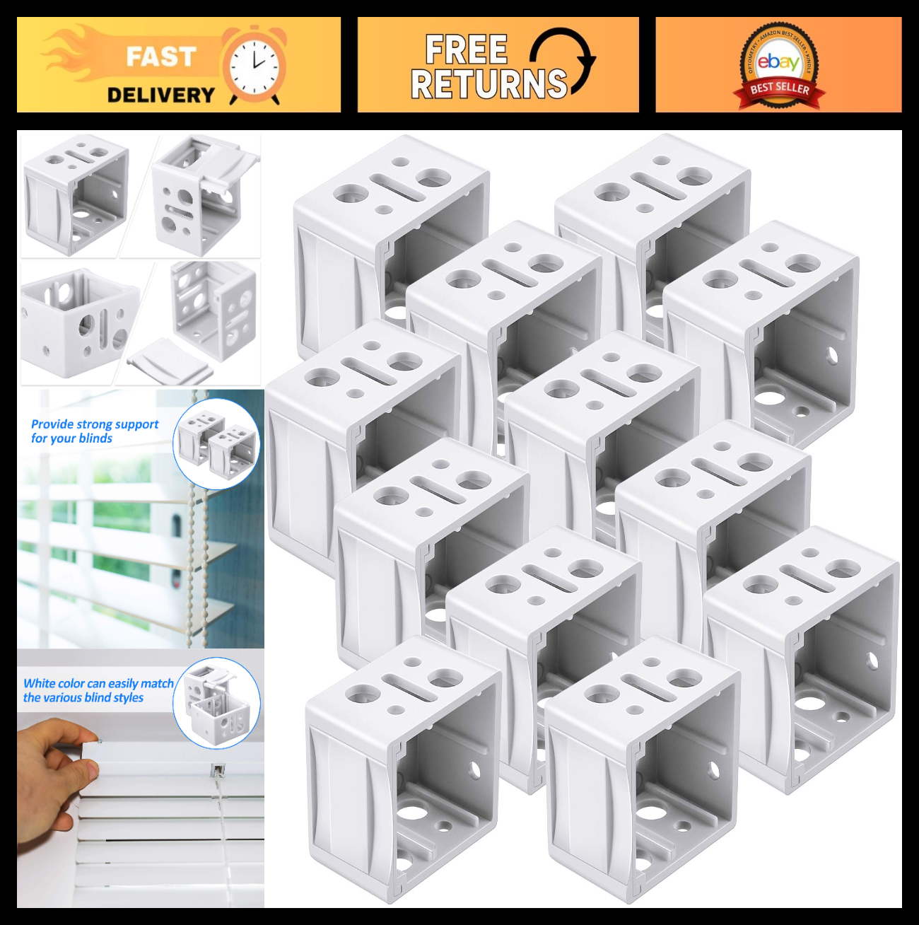 12 Pcs Mini Blind Bracket Replacement - 1 Inch Plastic Headrail Mounting Clips0