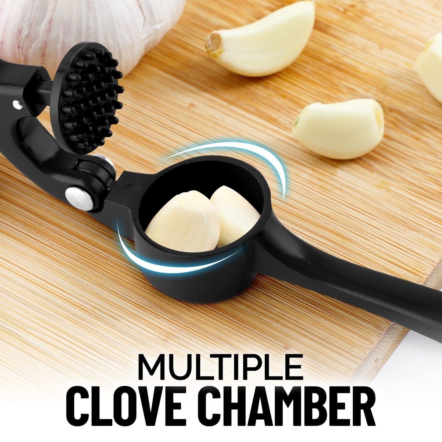 Premium Garlic Press Set   Rust Proof Mincer Tool with Ergonomic Handle & Peeler2