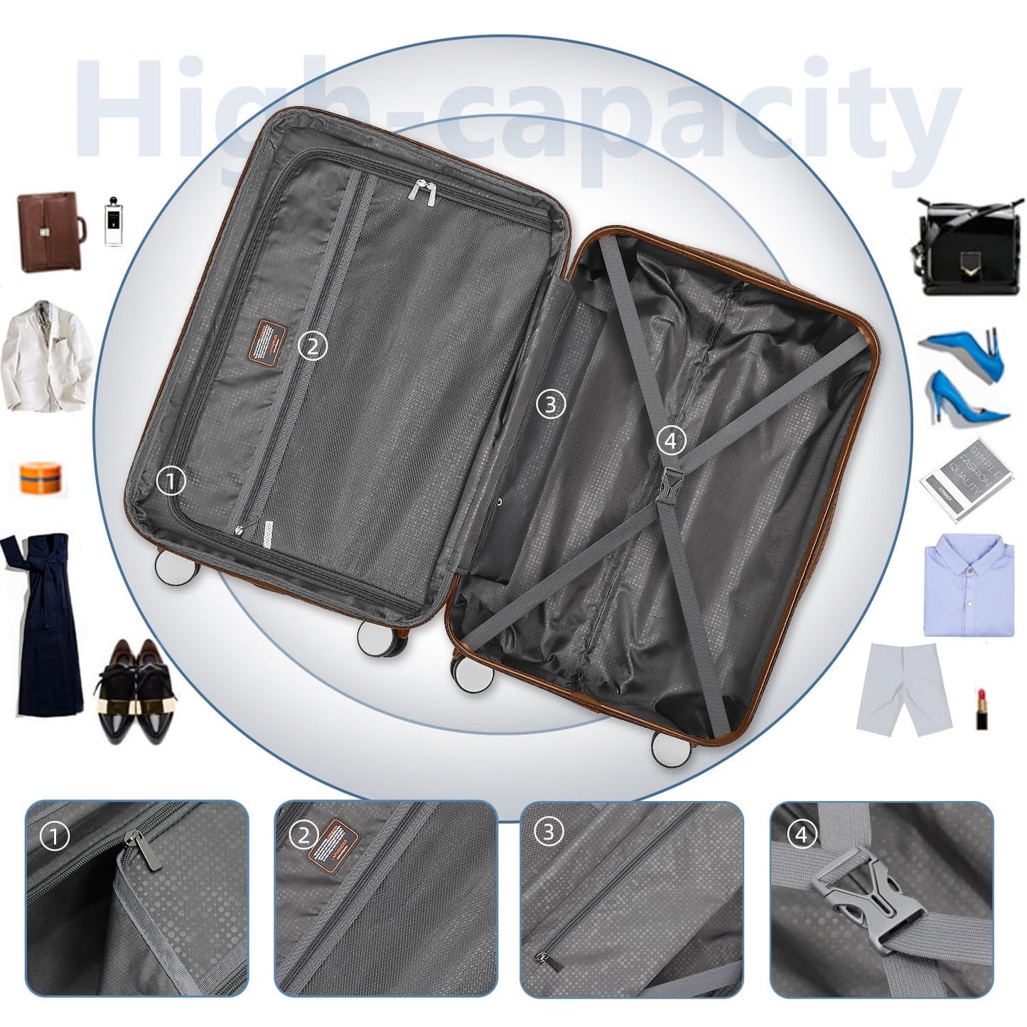 Expandable 6-Piece Luggage Set with Wheels, TSA-Approved Lock, Lightweight Hards7