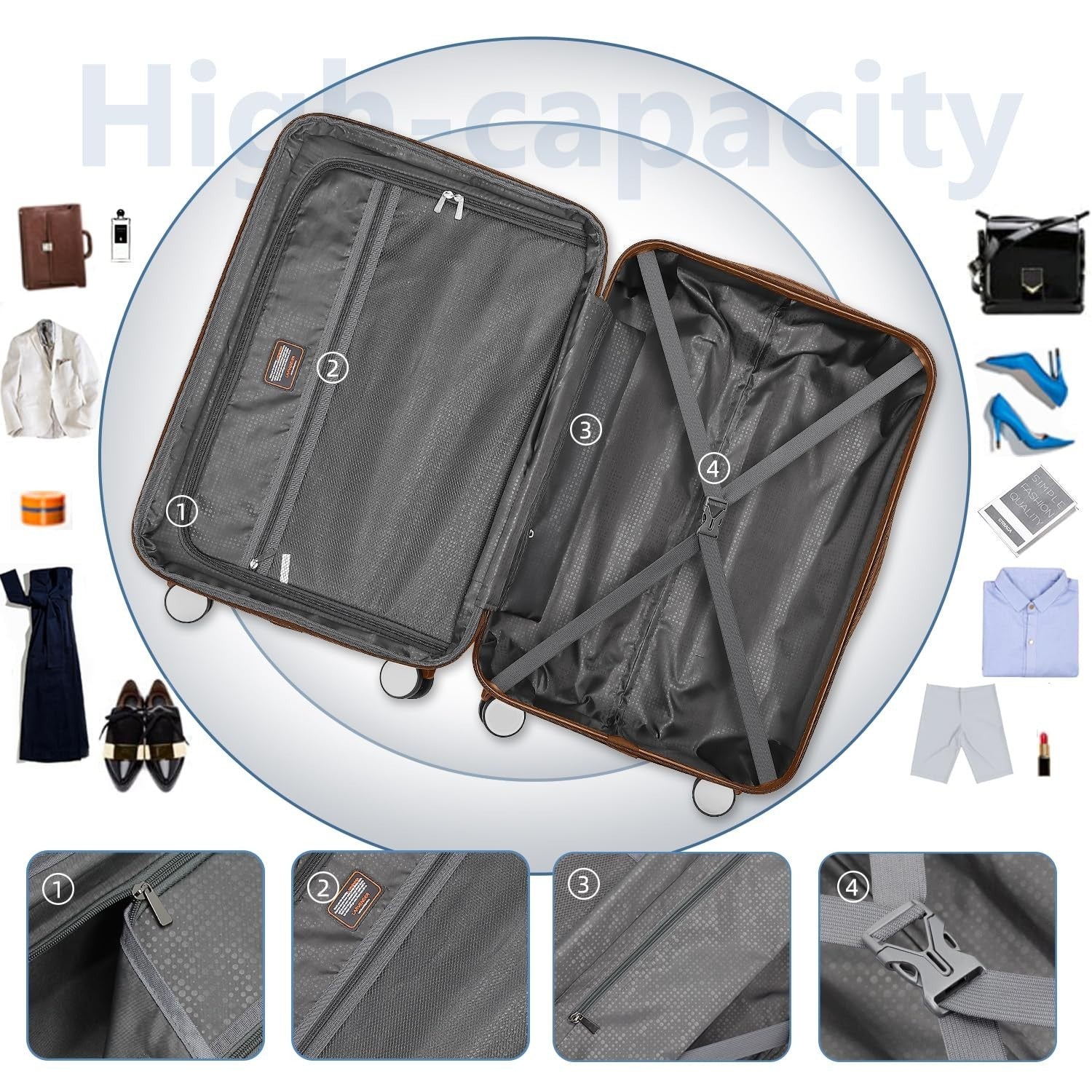 Expandable 6-Piece Luggage Set with Wheels, TSA-Approved Lock, Lightweight Hards7