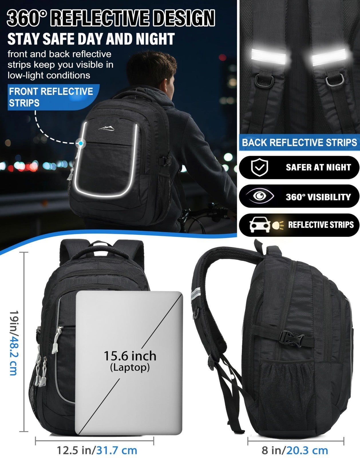 Sturdy College Backpack for Laptops Up to 15.6"   Travel, Business, Hiking, Mult3