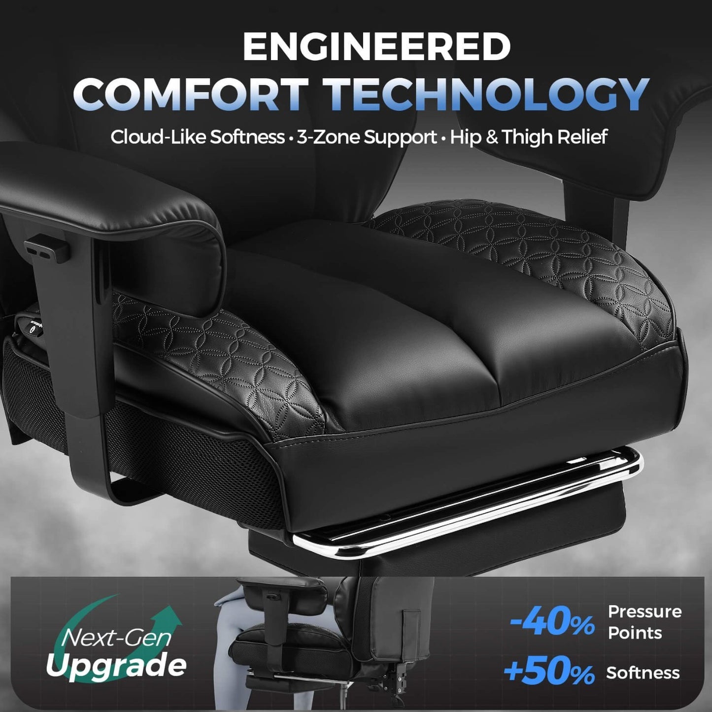 Big & Tall Gaming Chair 400lbs Heavy Duty Office Chair with Footrest, Ergonomic3
