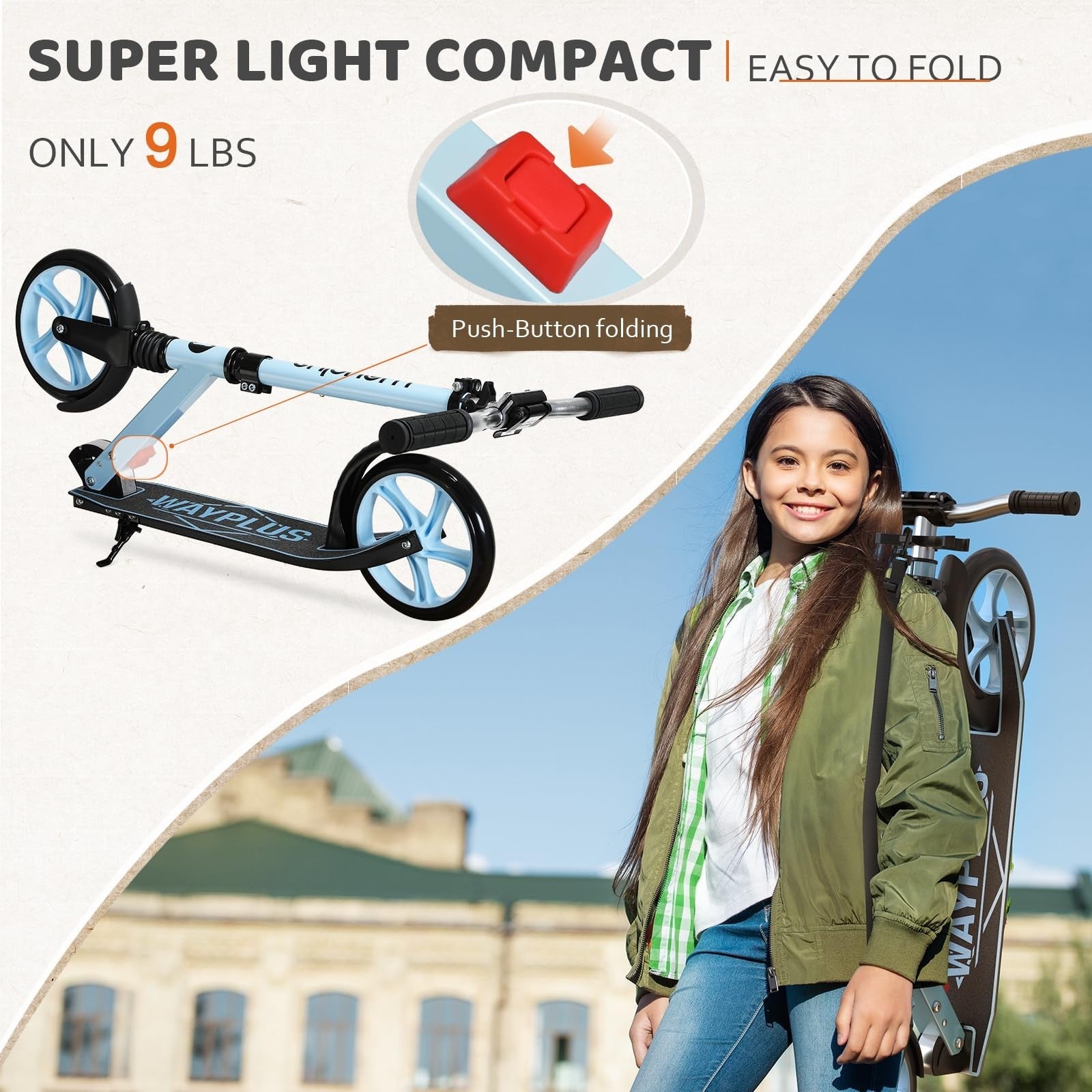 Kick Scooter for Ages 6+, Kids, Teens & Adults - 8" Big Wheels, 240lb Capacity2
