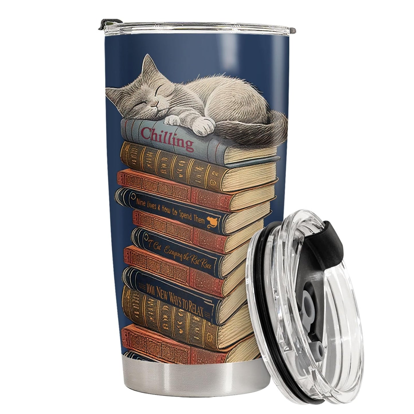 20oz Insulated Cat & Book Tumbler   Funny Gift for Cat Lovers & Librarians3