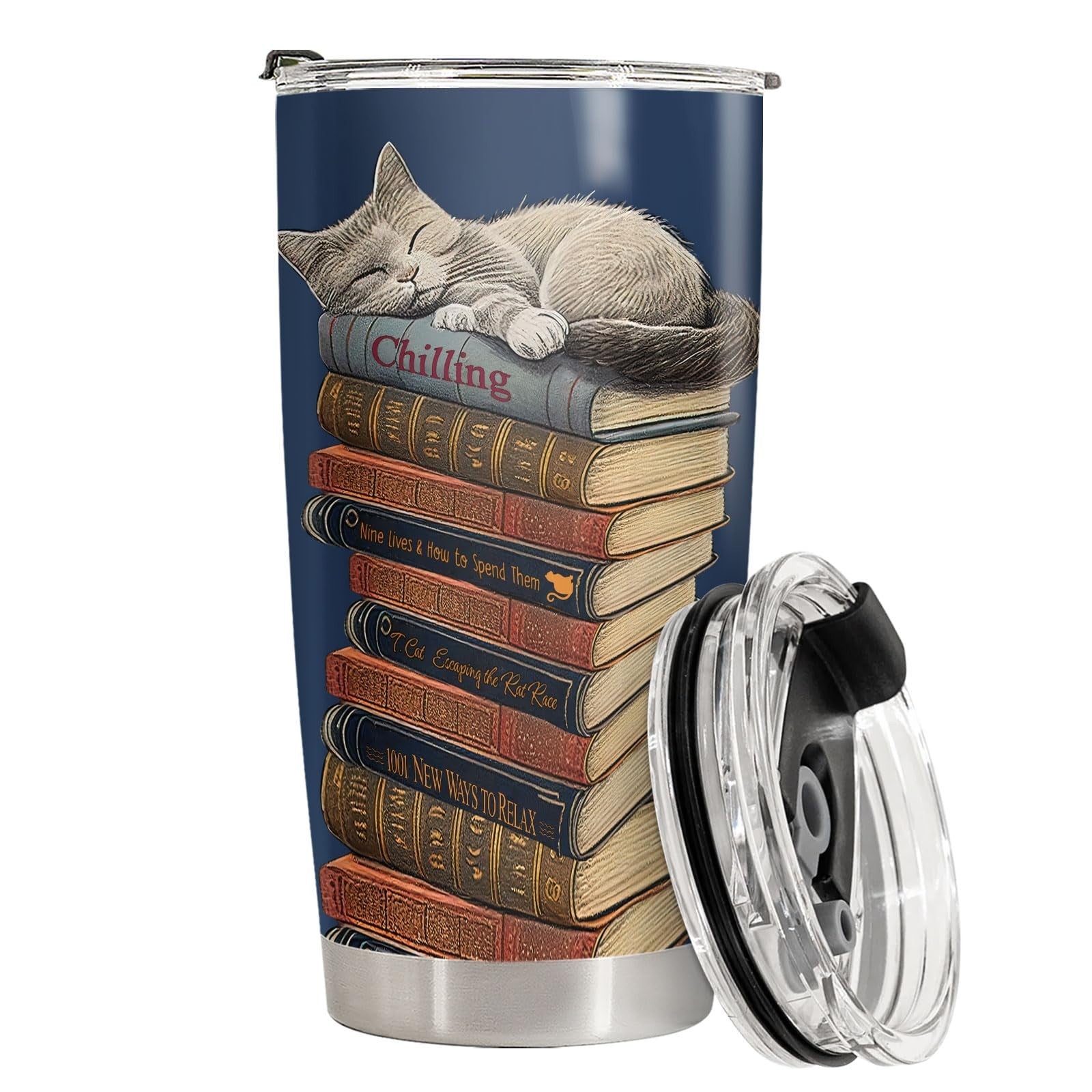 20oz Insulated Cat & Book Tumbler   Funny Gift for Cat Lovers & Librarians3
