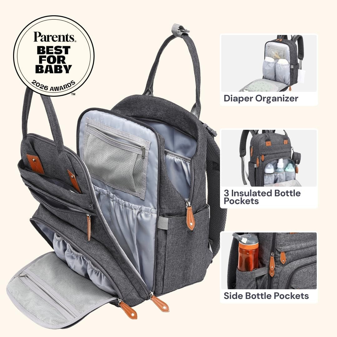 Multi Function Water Resistant Diaper Bag Backpack   Baby Travel Tote, Changing3