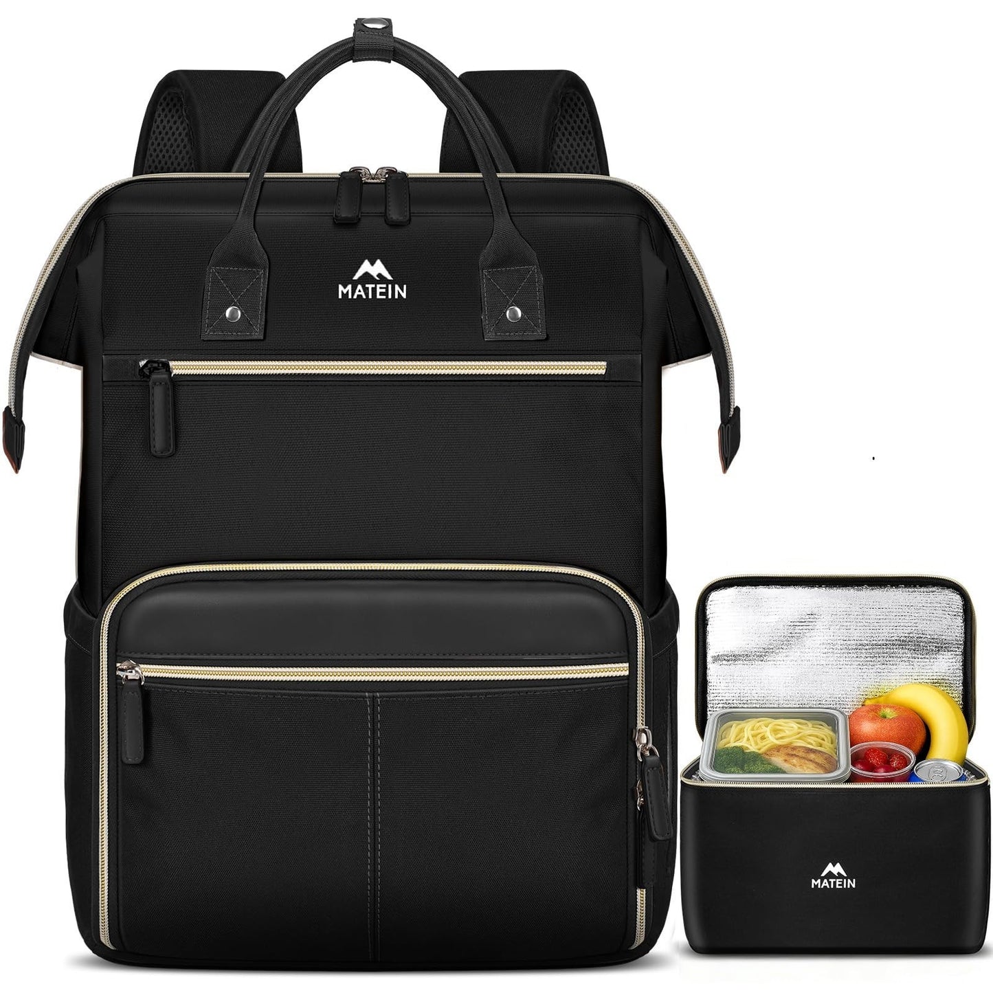 Stylish 15.6" Laptop Backpack with Insulated Lunch Box - Perfect for Work, Trave7