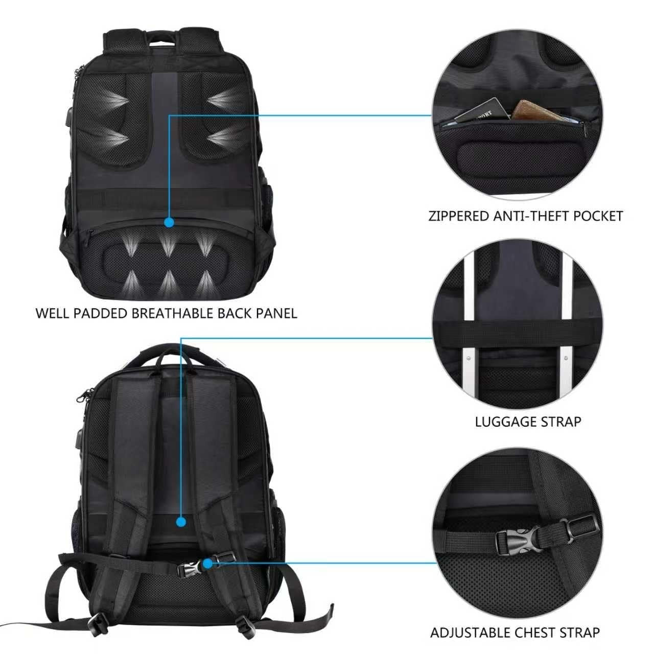 17.3" TSA Friendly Travel Laptop Backpack, Water Repellent College Daypack, RFID5