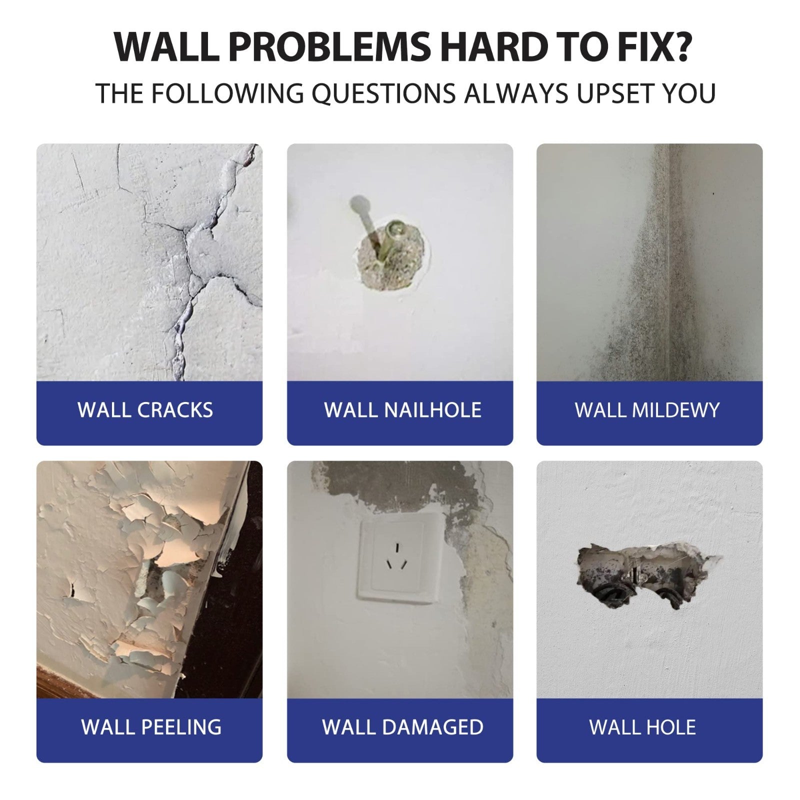 Wall Repair Kit 3 Pack   Spackle Putty with Scraper & Sandpaper for Cracks & Hol2