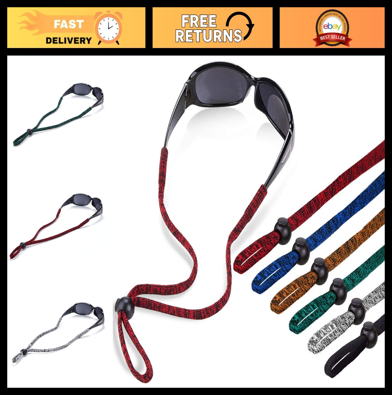 Universal Eyeglass Lanyard - 6-Pack Adjustable Eyewear Retainer Cord for Sports,0