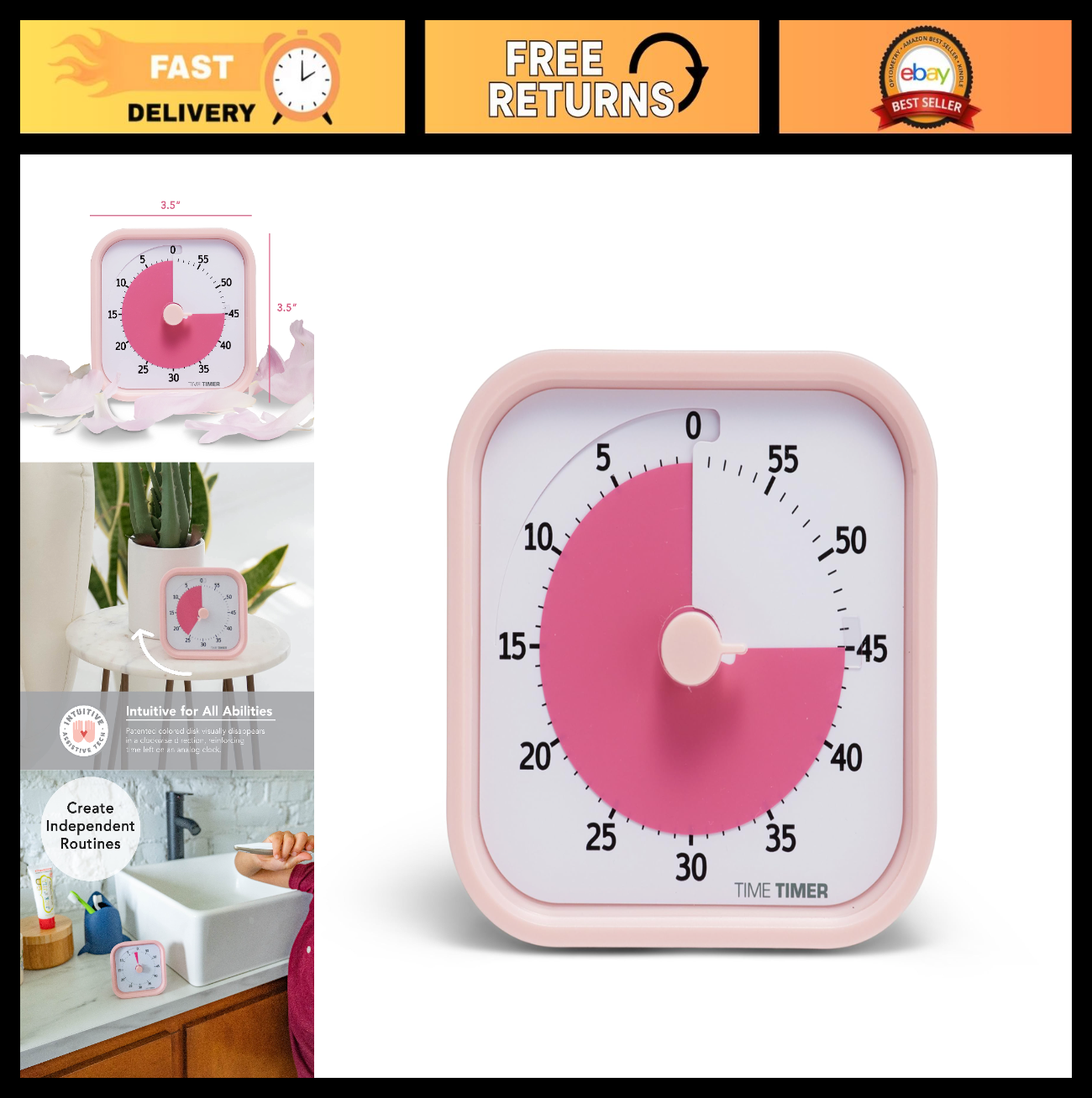 60 Minute Visual Timer for Study, Office & Meetings   Silent Operation, Peony Pi0