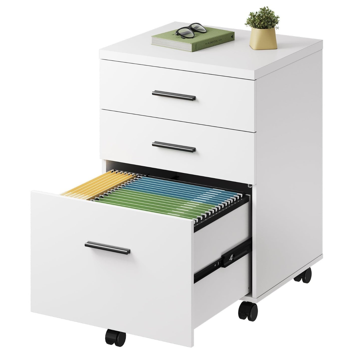 3 Drawer File Cabinet for Home Office   Wood Under Desk Storage, Rolling Printer1