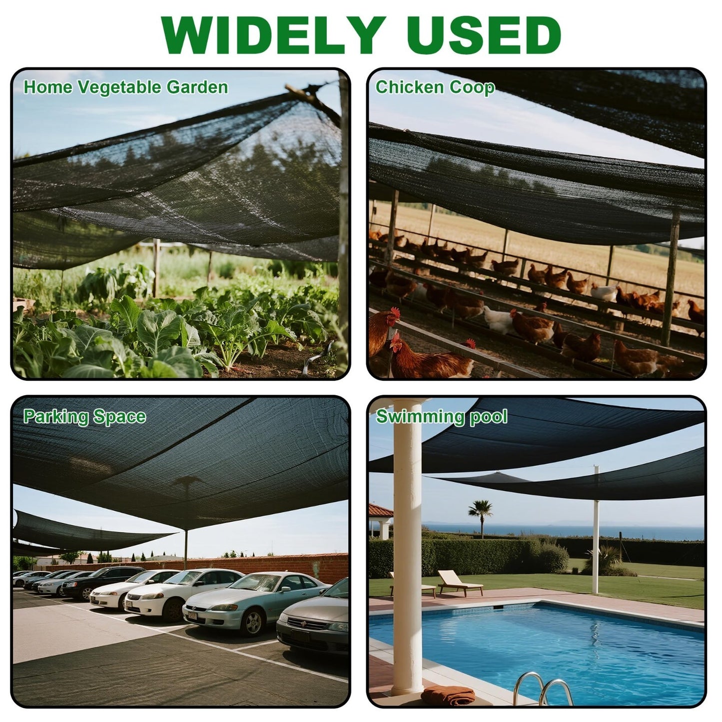 120x6 FT Outdoor Shade Cloth - 70% Black Mesh Tarp, UV Resistant Garden Cover fo4