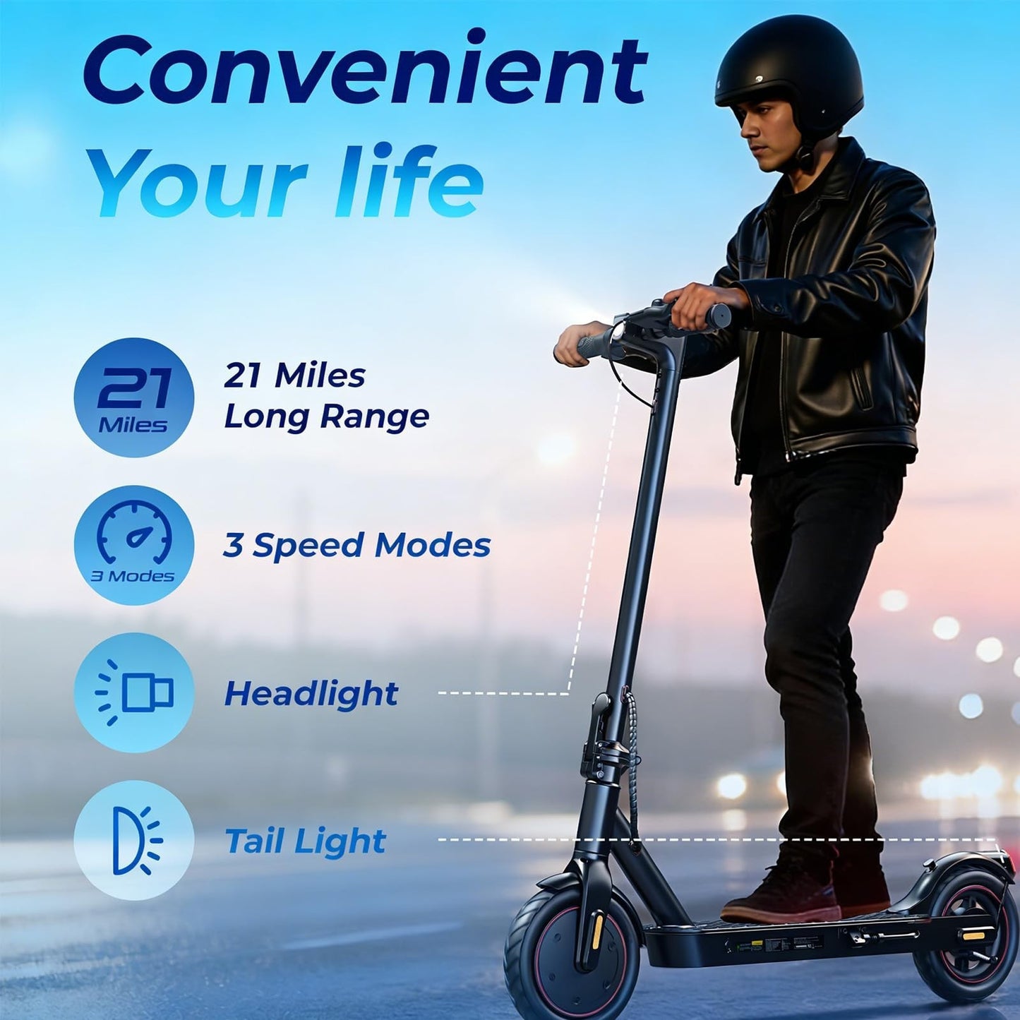 High-Power Electric Scooter for Adults - 1200W/1000W/500W, 10''/8.5'' Tires, APP6