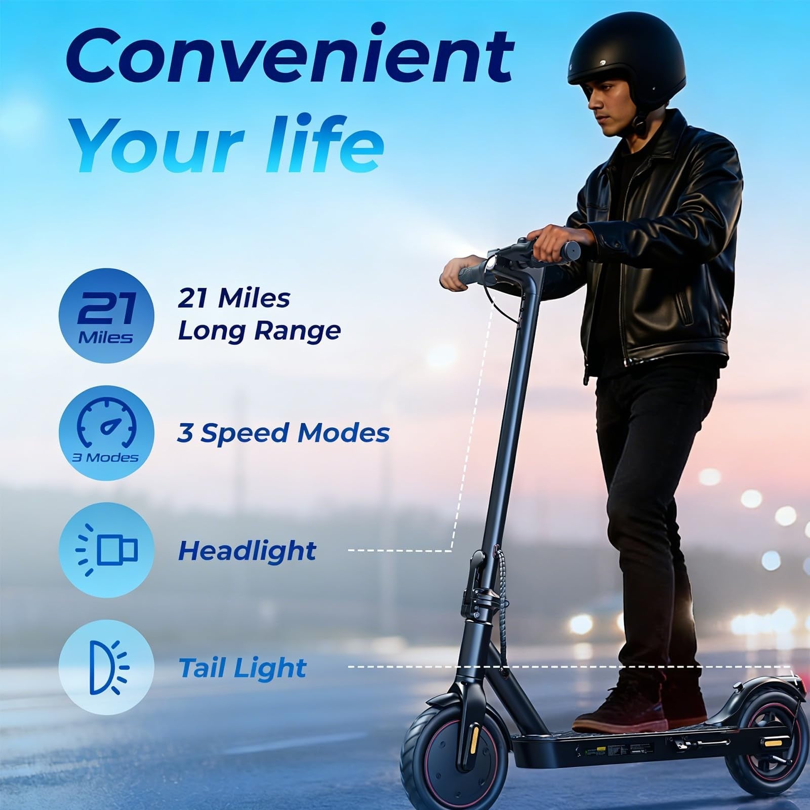 High-Power Electric Scooter for Adults - 1200W/1000W/500W, 10''/8.5'' Tires, APP6