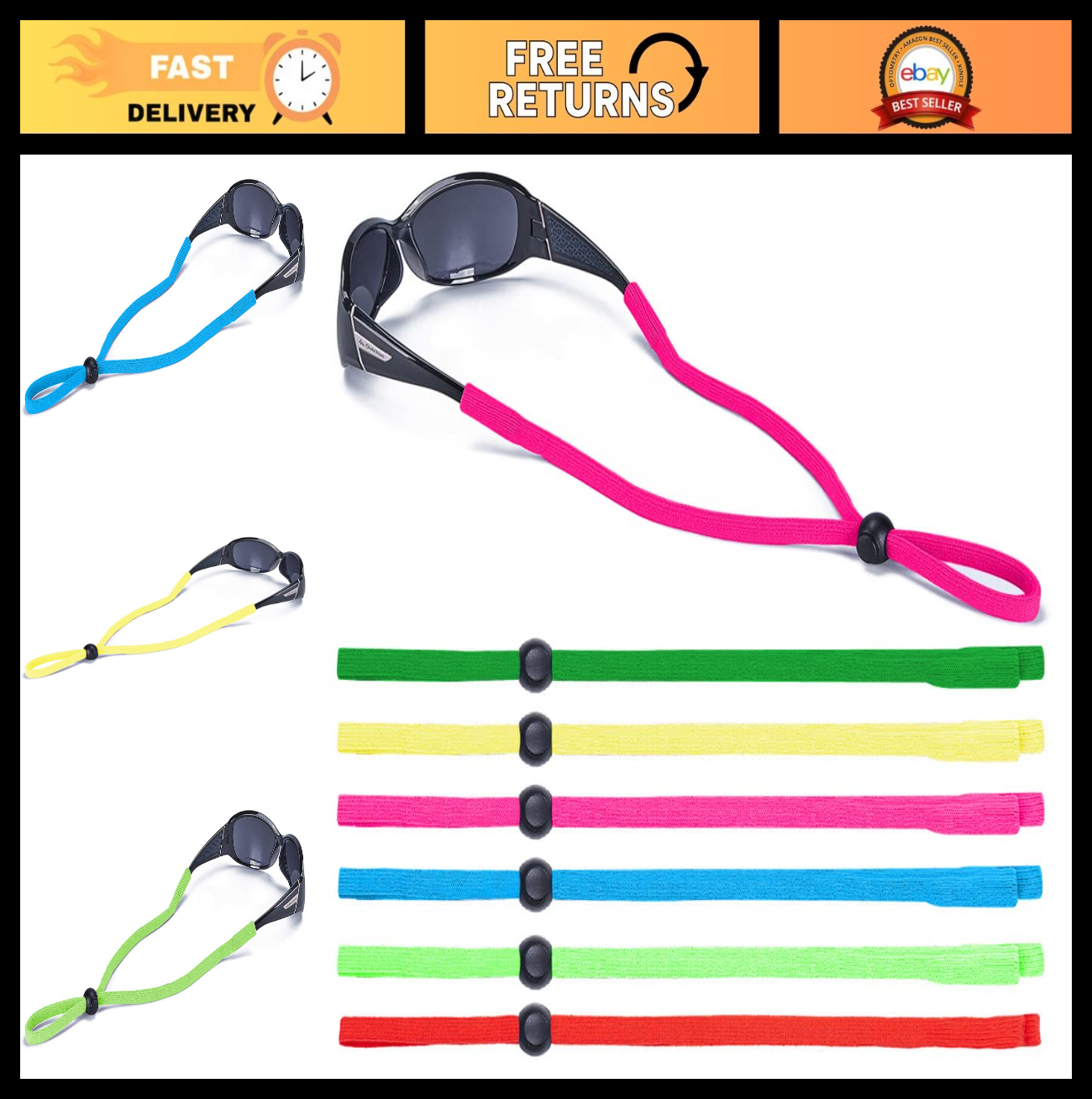 6-Pack Eyeglass Straps - Universal Eyewear Lanyard Retainer for Sports, Reading0