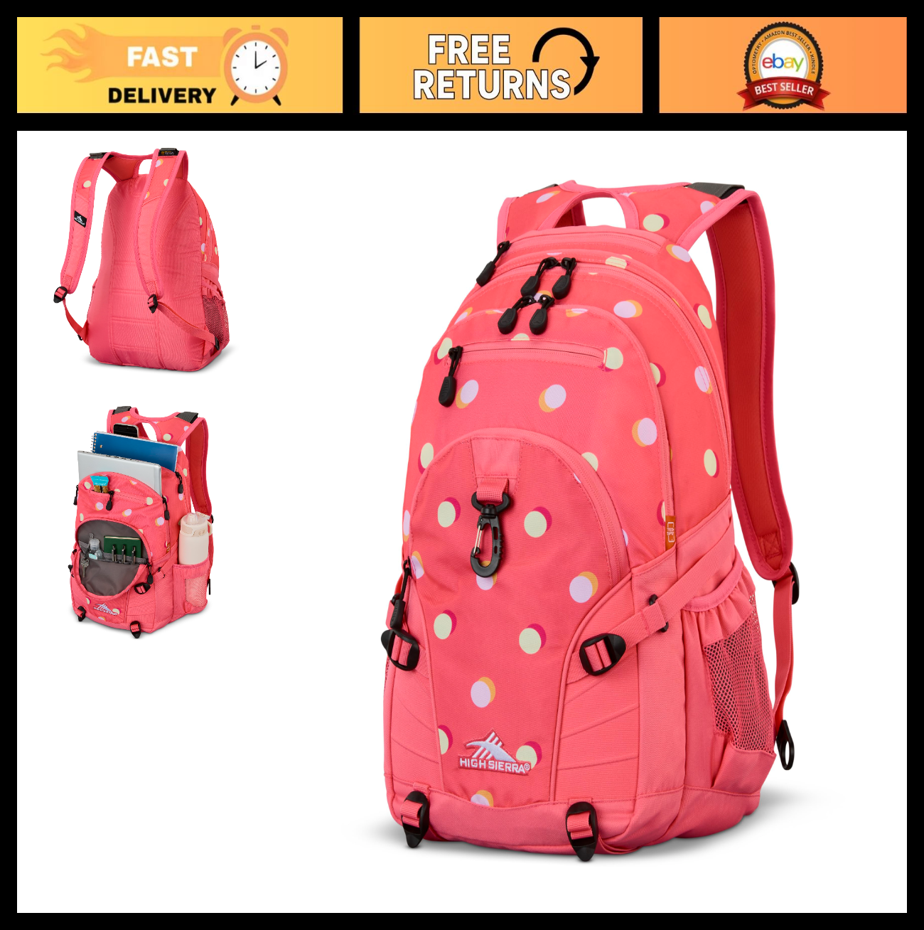 Versatile Polka Dot Travel Backpack with Tablet Sleeve   Ideal Work & School Bag0