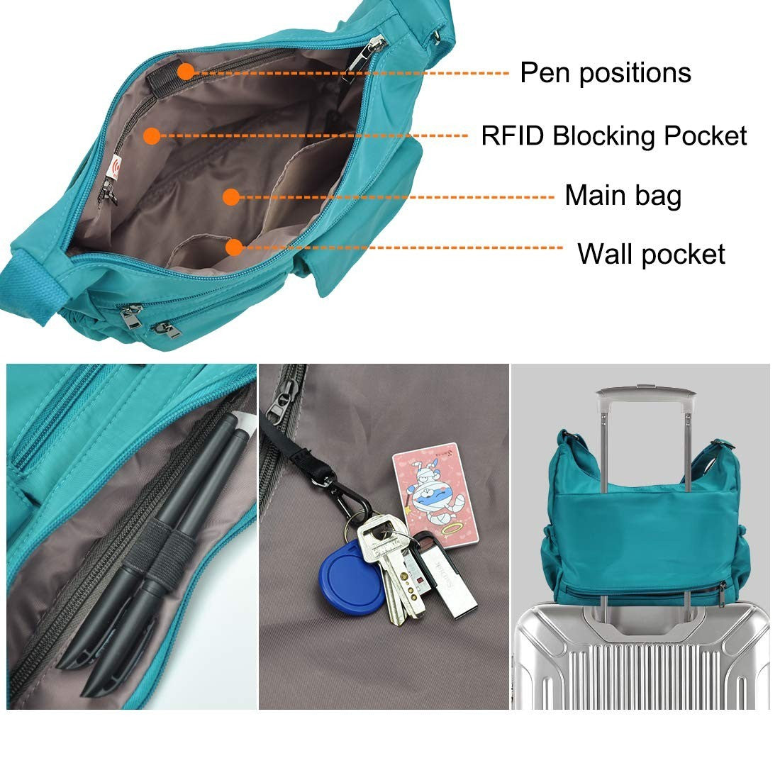 Lightweight Waterproof Crossbody Bag for Women   RFID Travel Shoulder Purse, Nyl4