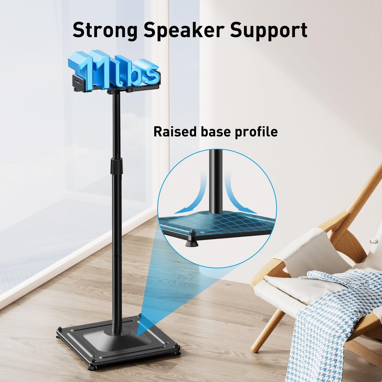 Universal Adjustable Speaker Stands for Surround Sound   33.3” to 45.1”, Floor M3
