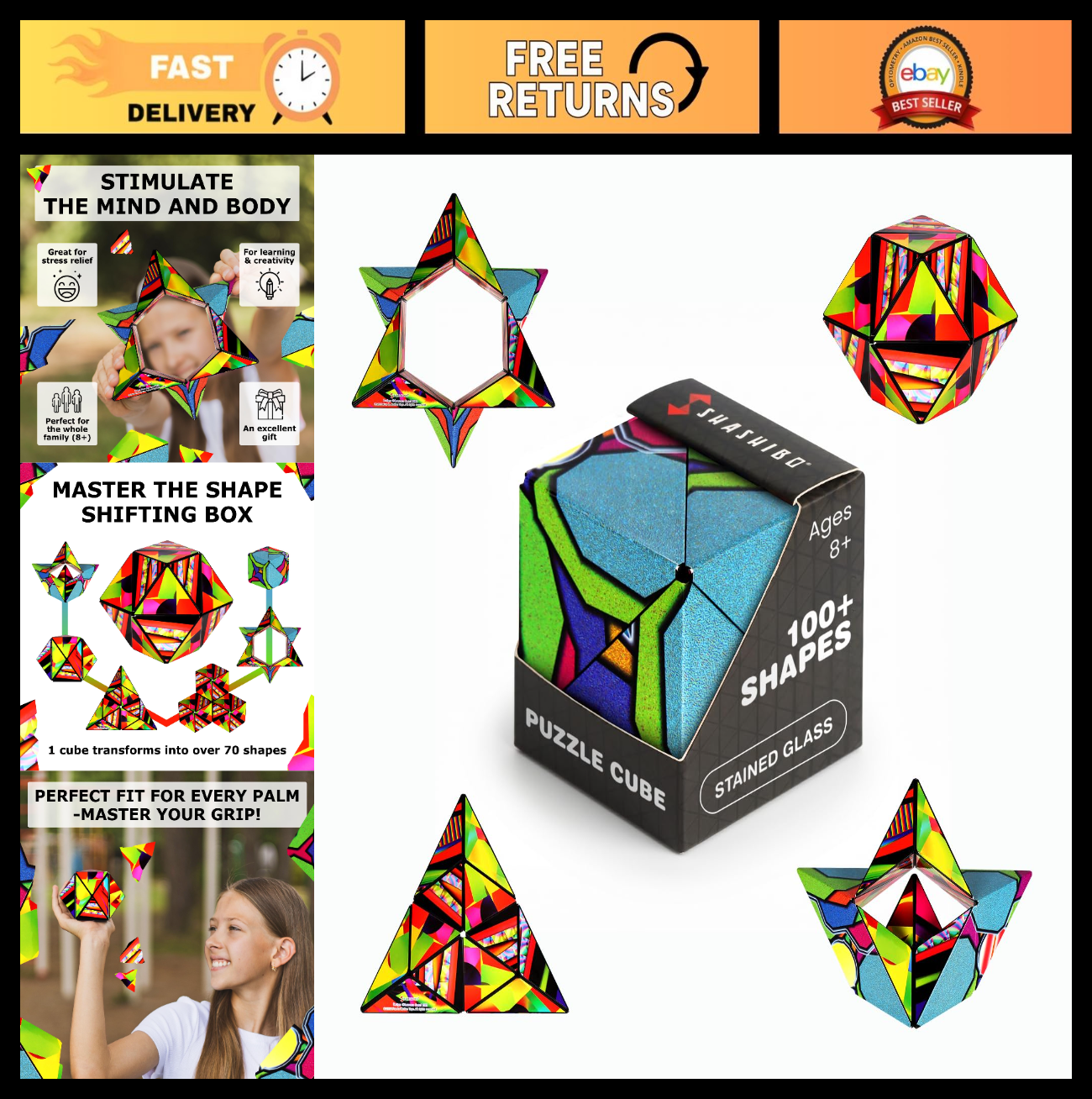 Magnetic Puzzle Cube   Sensory Fidget Toy for Stress Relief, Shape Shifting Fun,0
