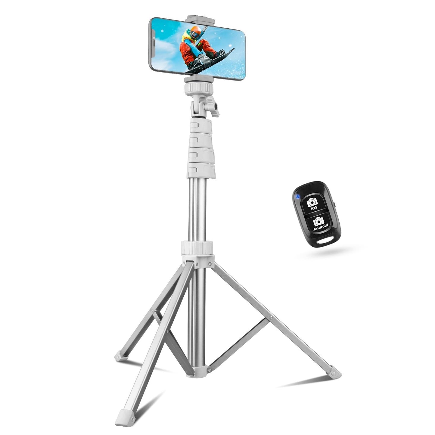 67" Adjustable Phone Tripod & Selfie Stick, Wireless Remote, Compatible with iPh1