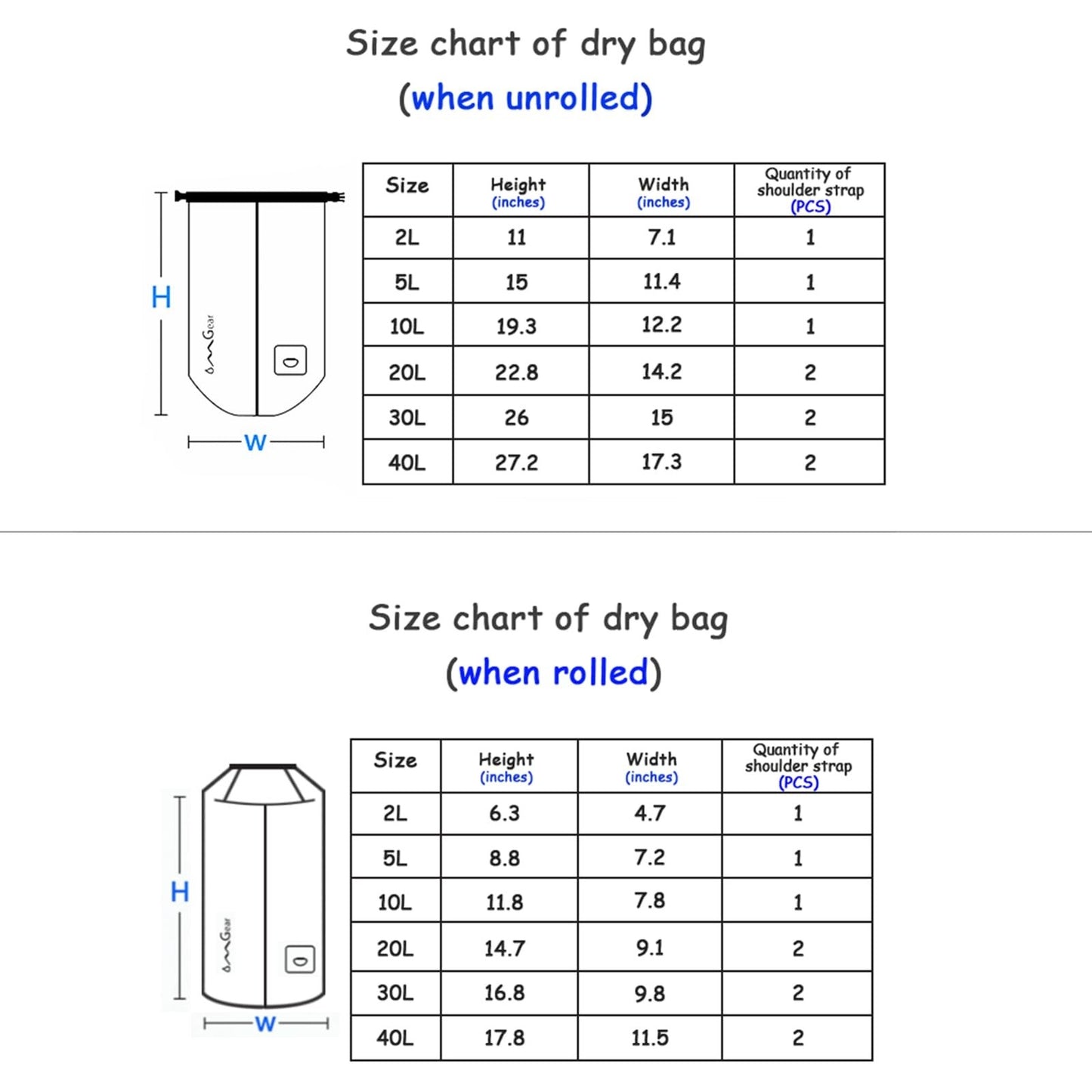 Waterproof Dry Bag Backpack 40L/30L/20L/10L/5L - Floating Sack for Kayaking & Ou2