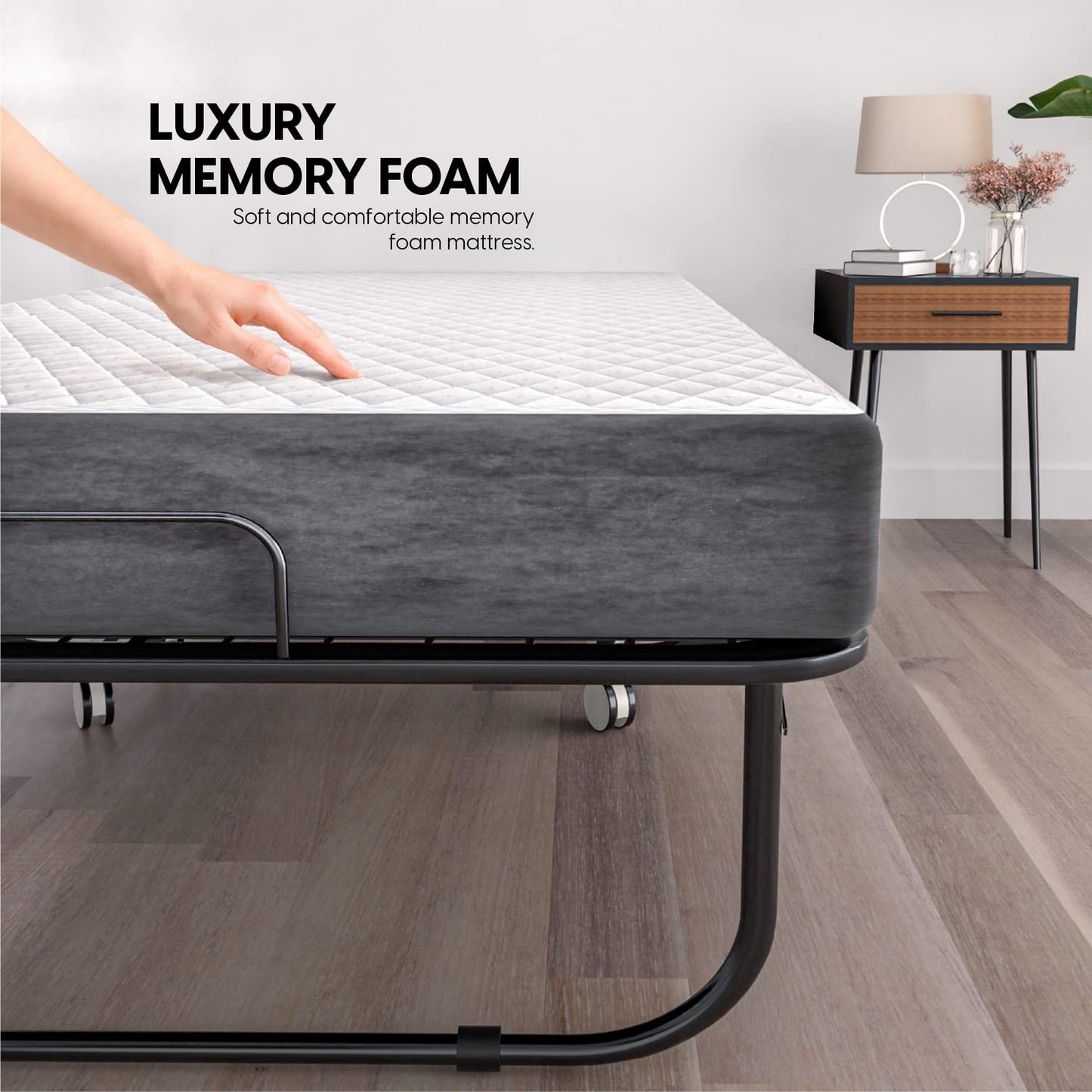 Portable Folding Bed with 5" Memory Foam Mattress   Space Saving Rollaway Cot 754