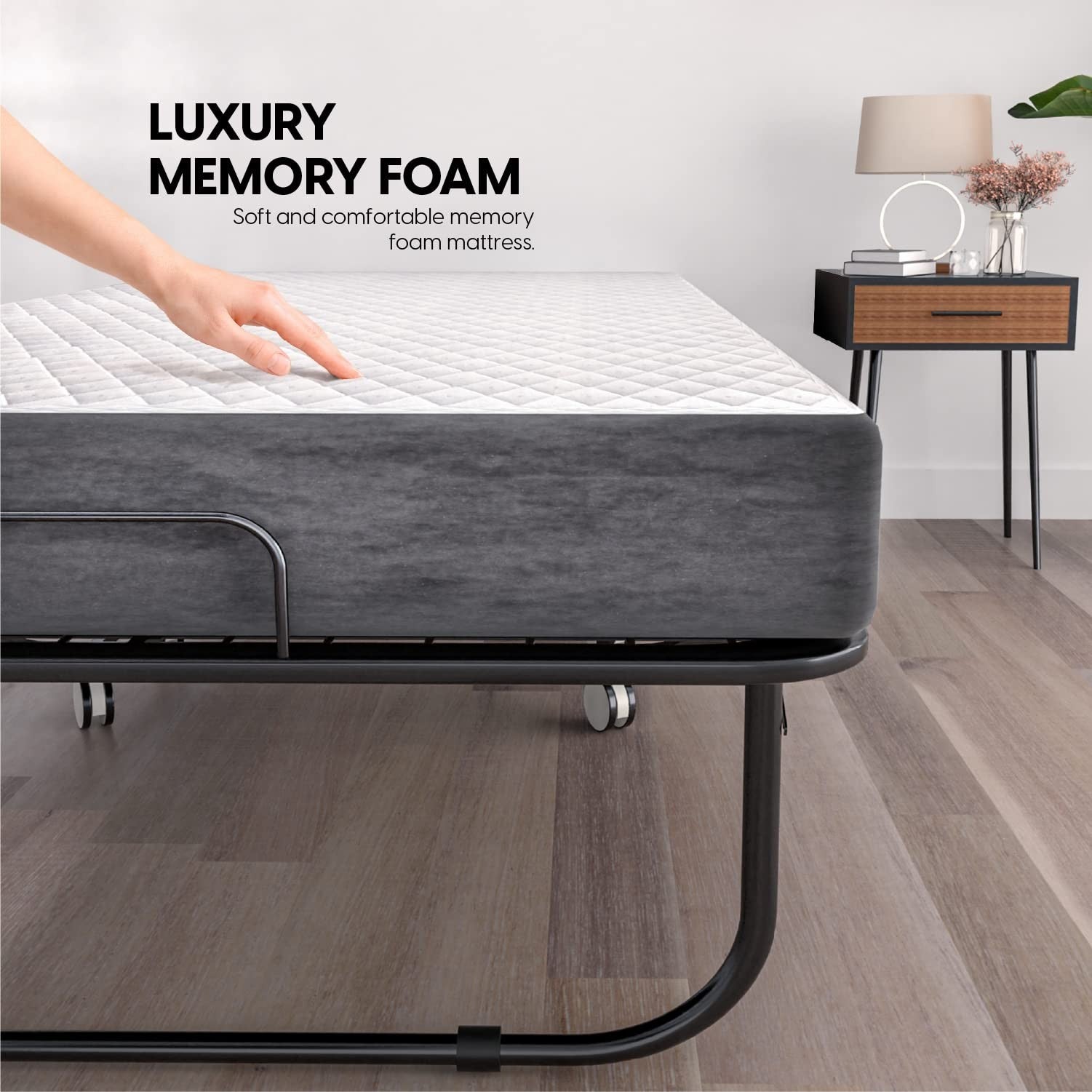 Portable Folding Bed with 5" Memory Foam Mattress   Space Saving Rollaway Cot 754