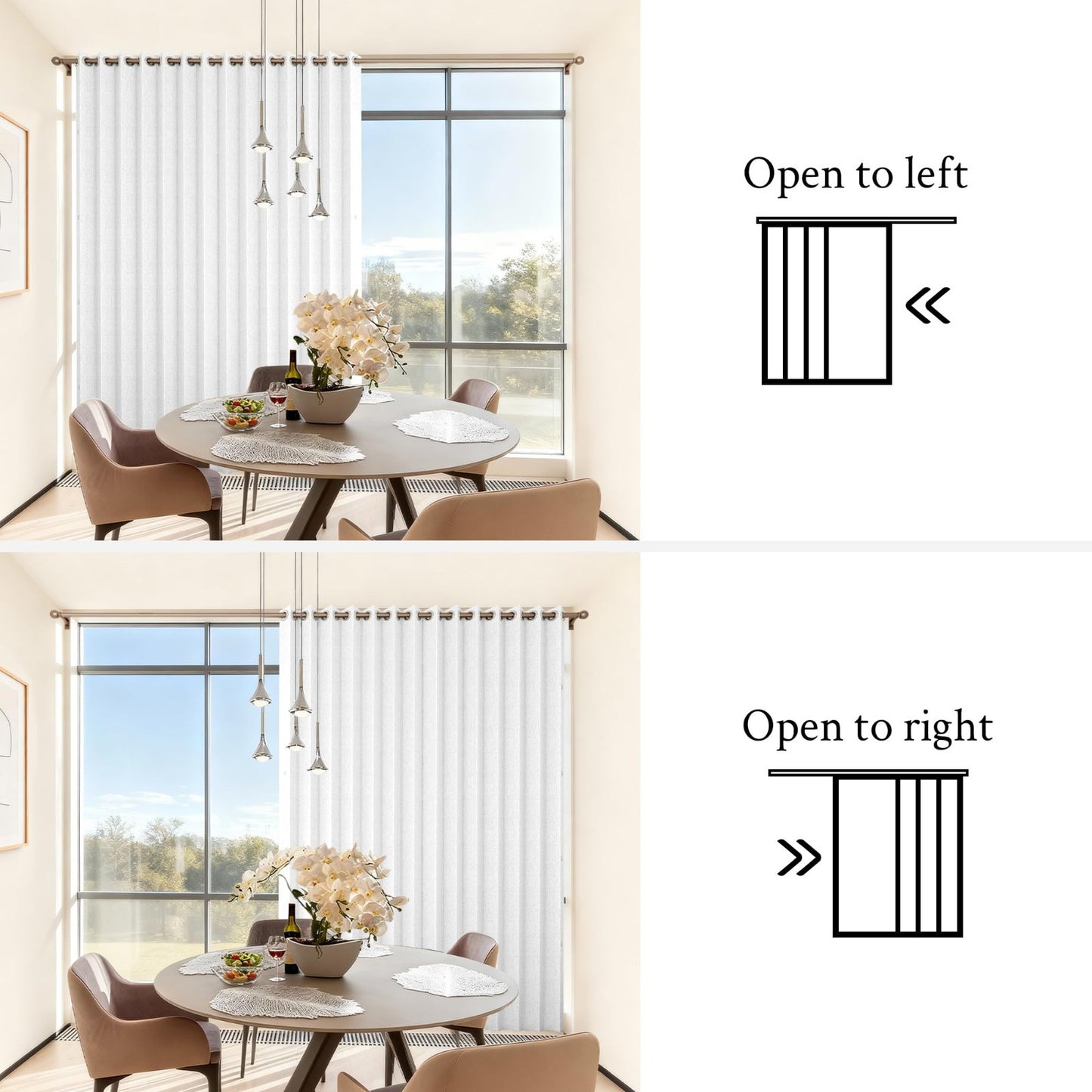 100% Blackout Faux Linen Vertical Shades for Sliding Doors, 1 Panel W100 x L96,7