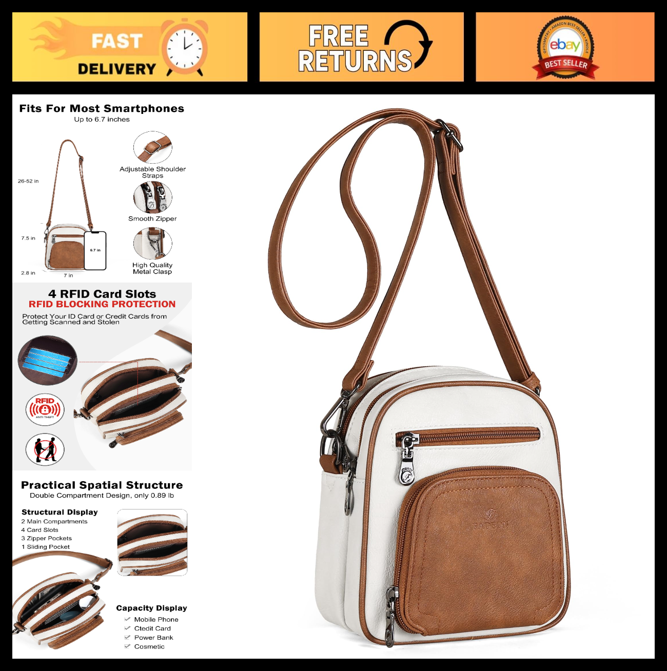 Small Crossbody Purses for Women, RFID Anti-Theft, 4 Card Slots, Stylish & Compa0