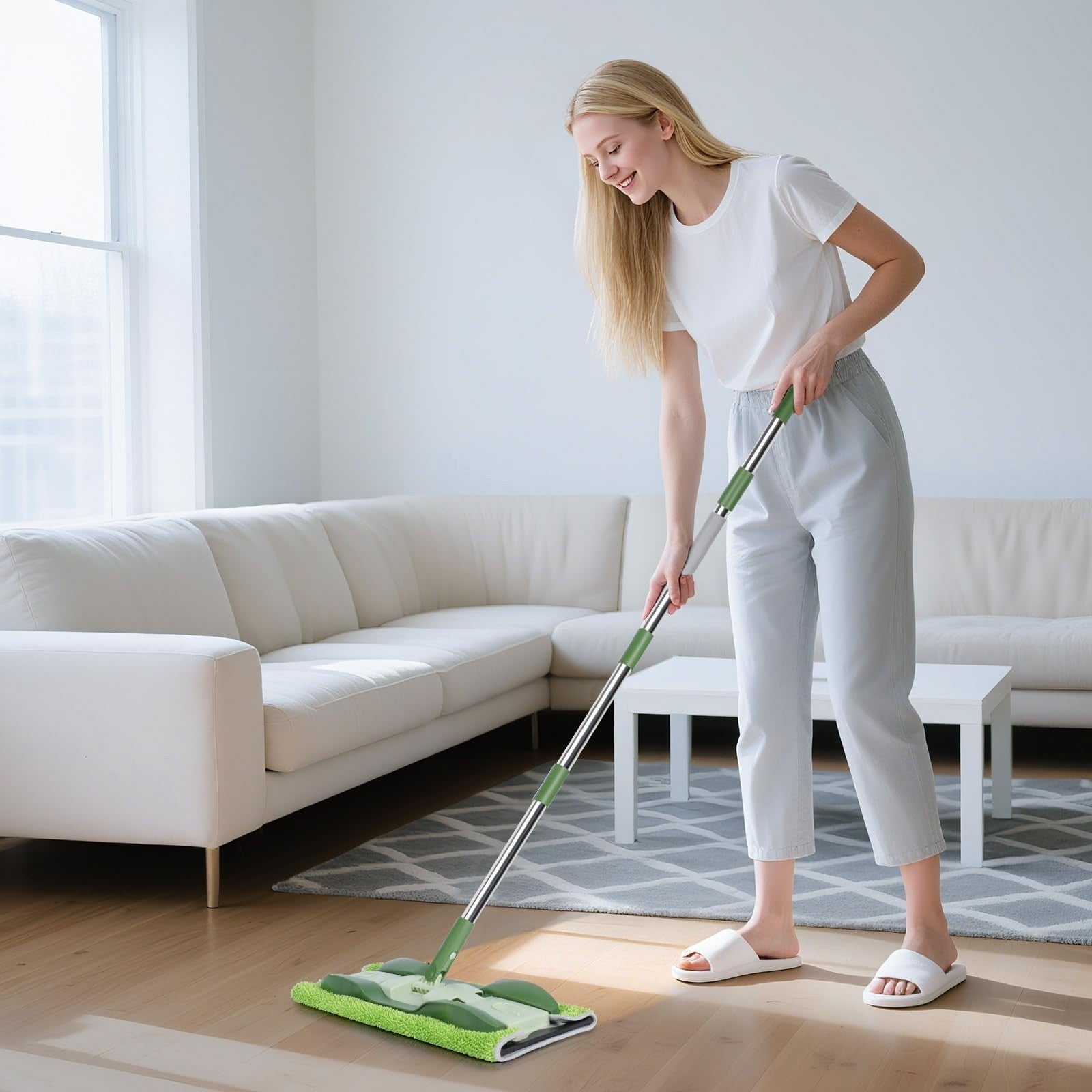 Professional Microfiber Floor Mops - 4 Washable Pads, 59" Stainless Steel Handle2