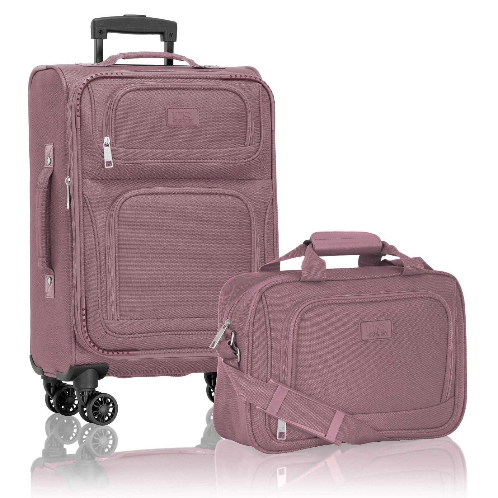 Lightweight Softside Rolling Carry-on Suitcase, 4-Wheel Travel Luggage Set - Mau1