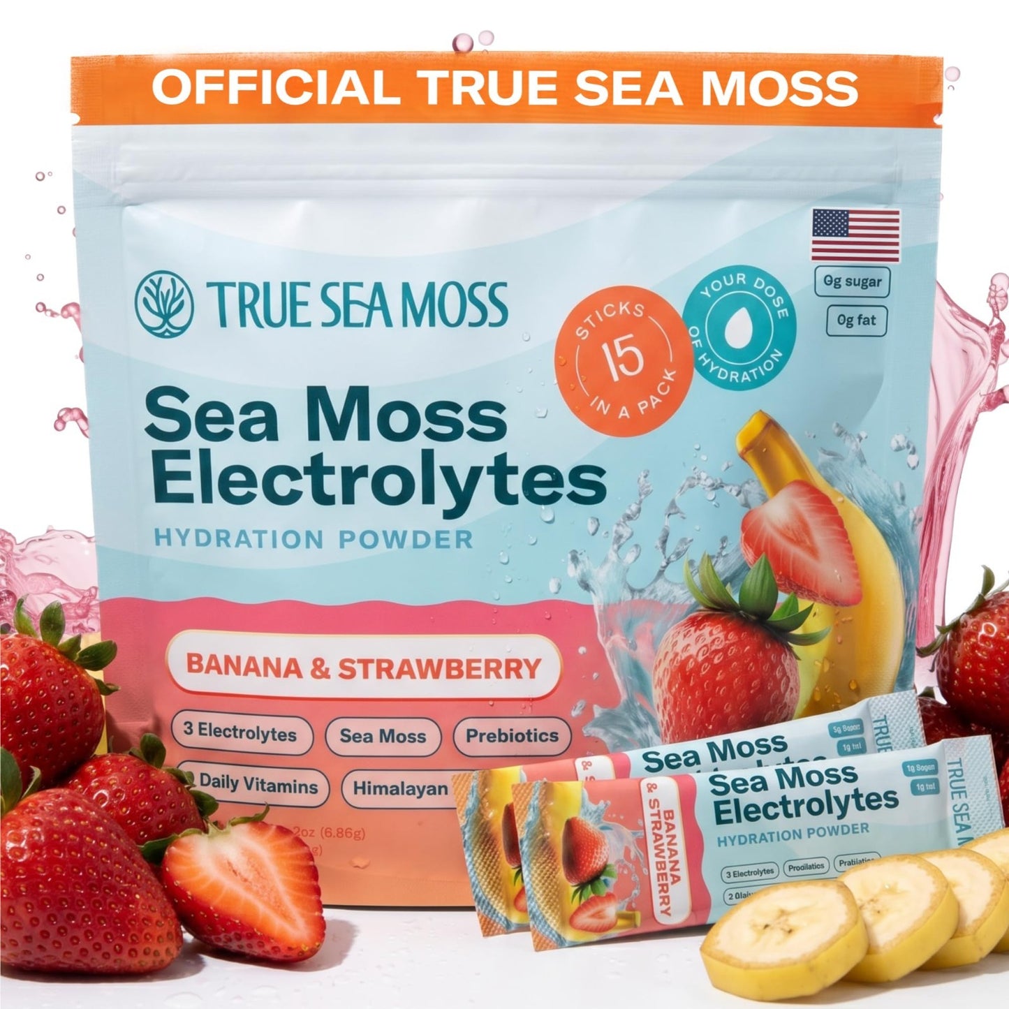Electrolyte Powder Packets - 15 Stickpacks - Hydration with Sea Moss & Potassium1