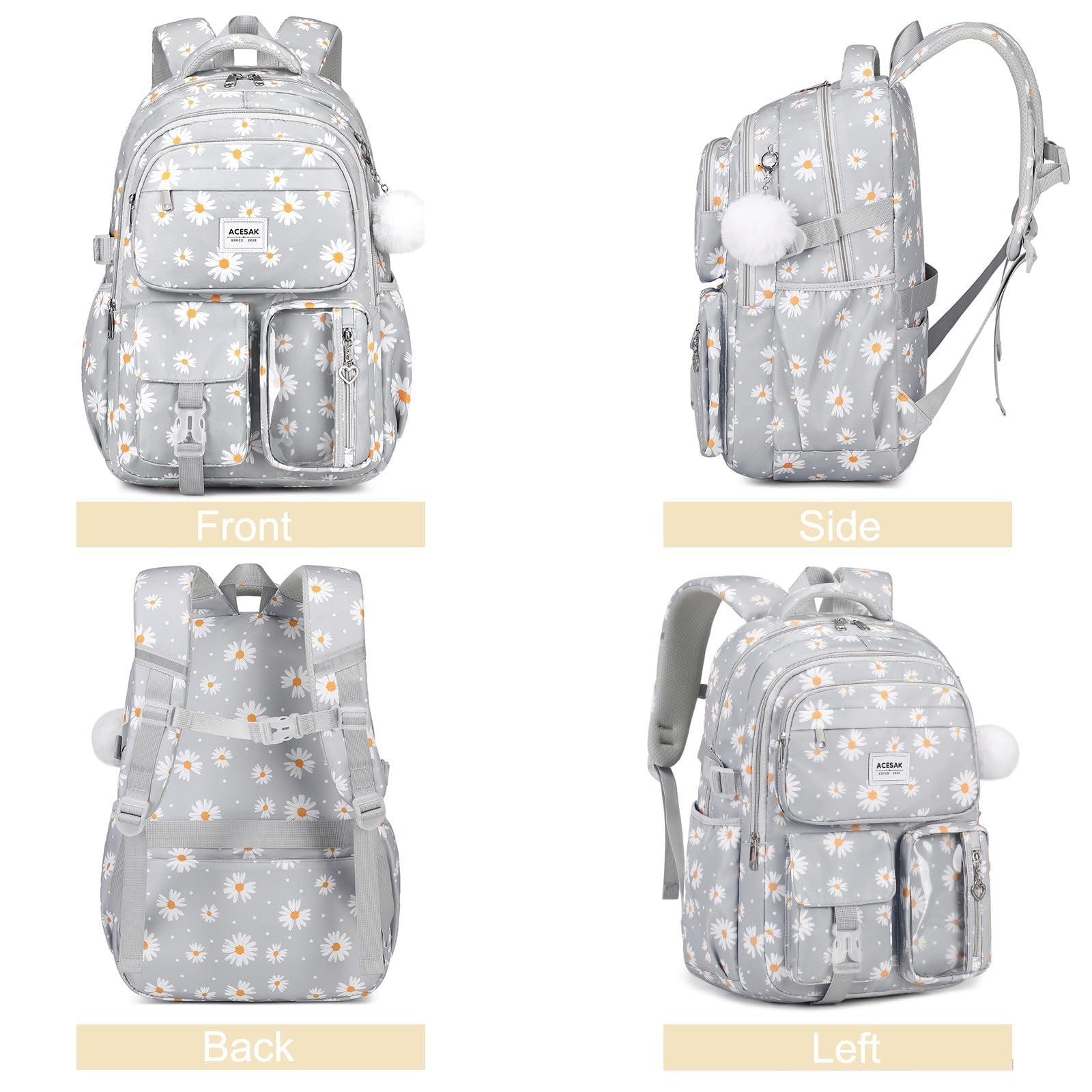 Stylish Girls Backpack Set with Lunch Bag & Pencil Pouch   Teen Laptop Bookbag,6