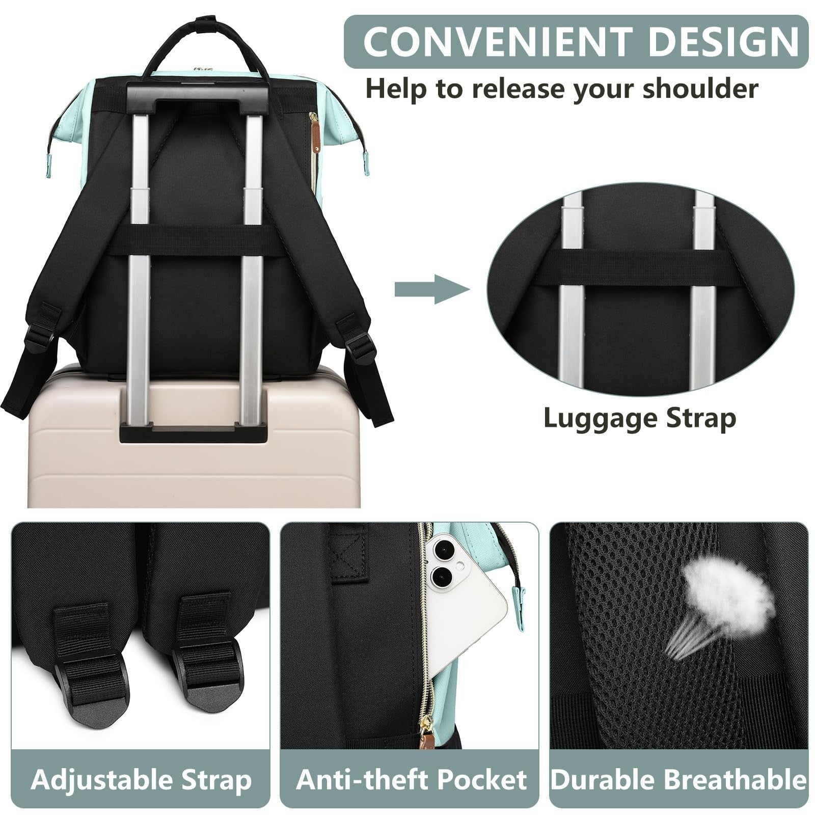 Stylish Laptop Backpack for Women   15.6" Large Capacity Travel Bag for Work, Sc4