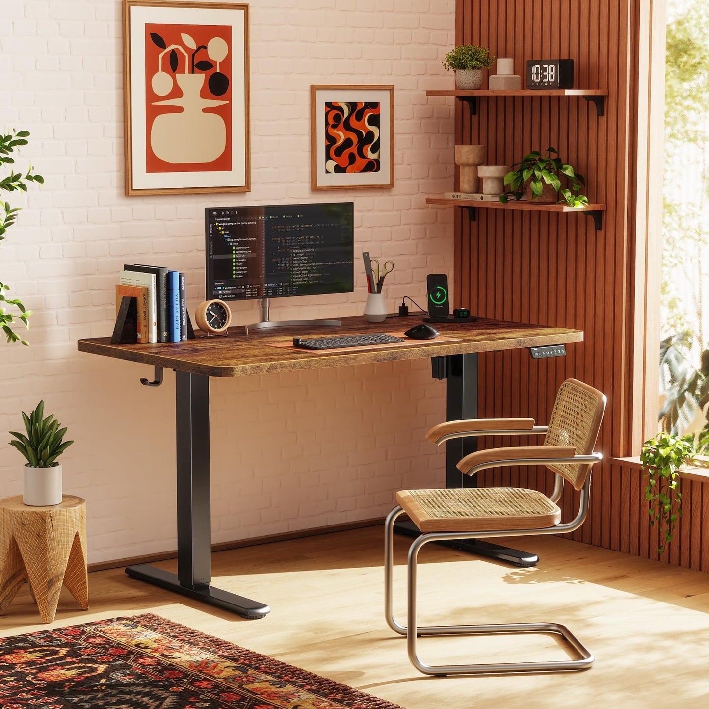 Height Adjustable Electric Standing Desk with USB-C & Power Outlets, 47x24" - Ru2