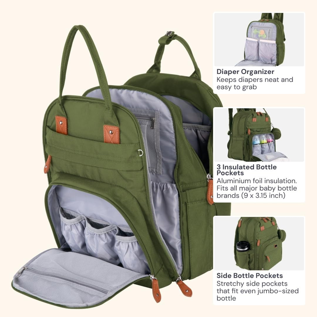 Extra Large Expandable Diaper Bag Backpack   Travel Baby Tote with Changing Pad,3