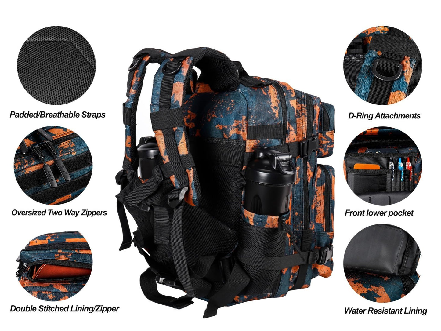 Tactical Military Backpack 25L/35L Army Assault Pack Rucksack with Water Bottle4