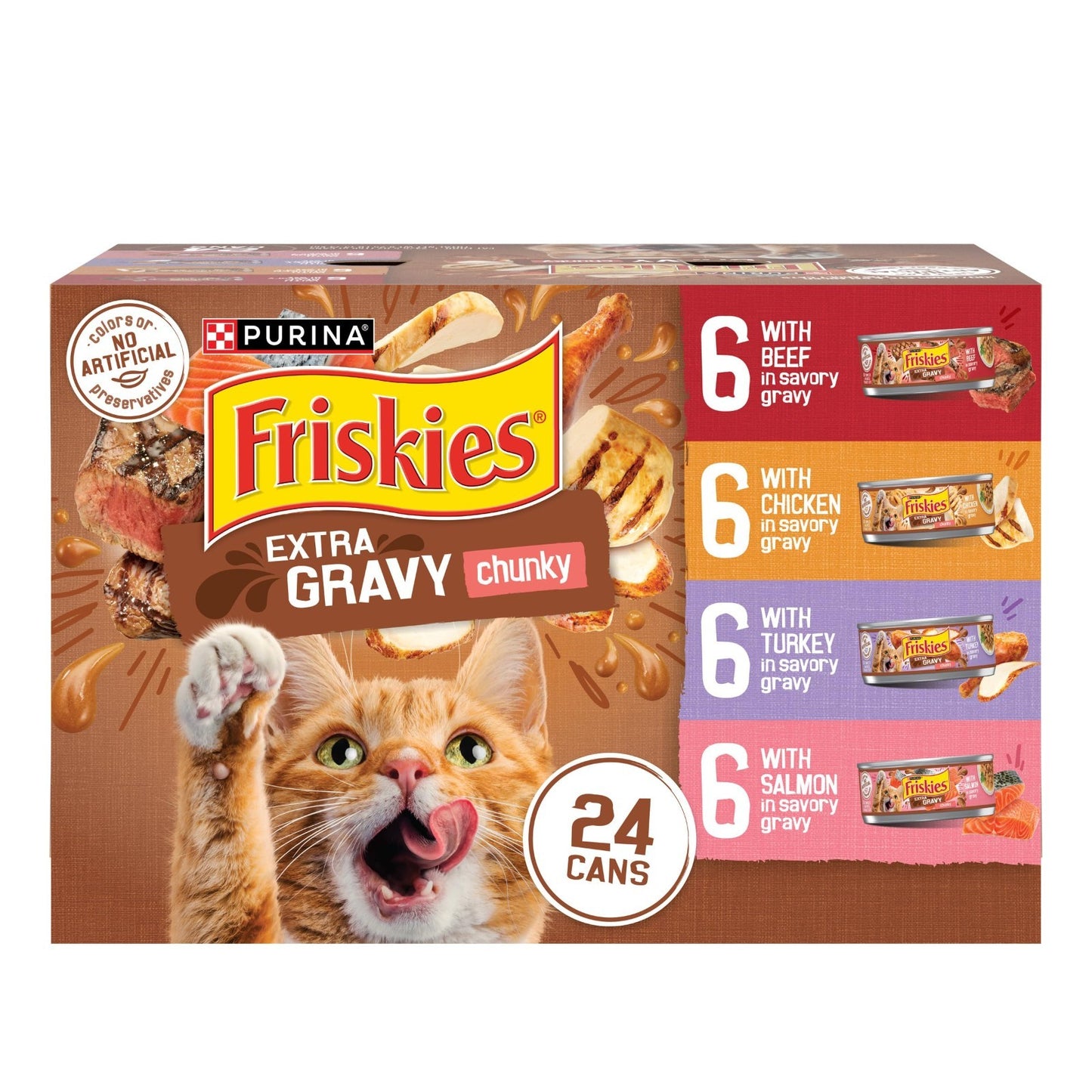 Chunky Wet Cat Food Variety Pack 24ct   Extra Gravy Chicken, Turkey, Salmon, Bee1