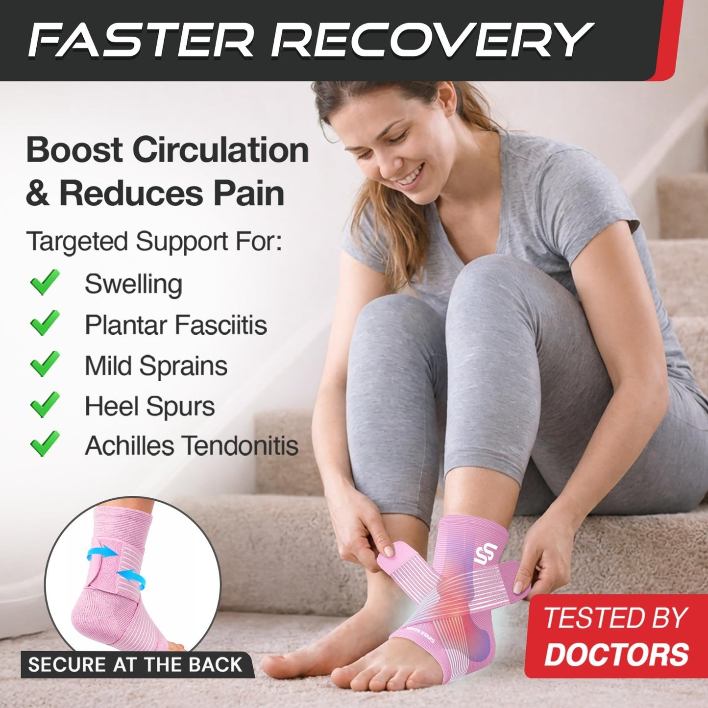 Adjustable Ankle Brace for Sprains & Plantar Fasciitis Relief, Compression Sleev2