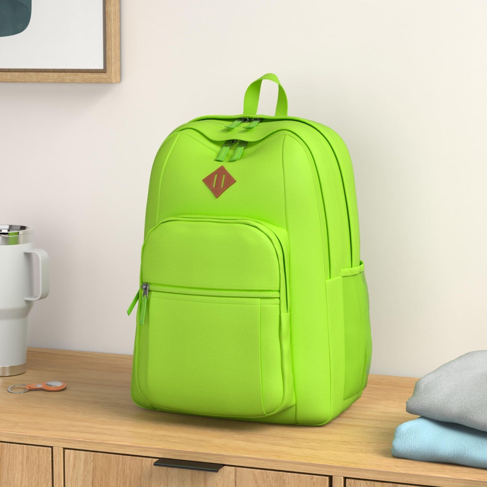Water Resistant Women's Travel Backpack, College Bookbag for Men & Women, Green2