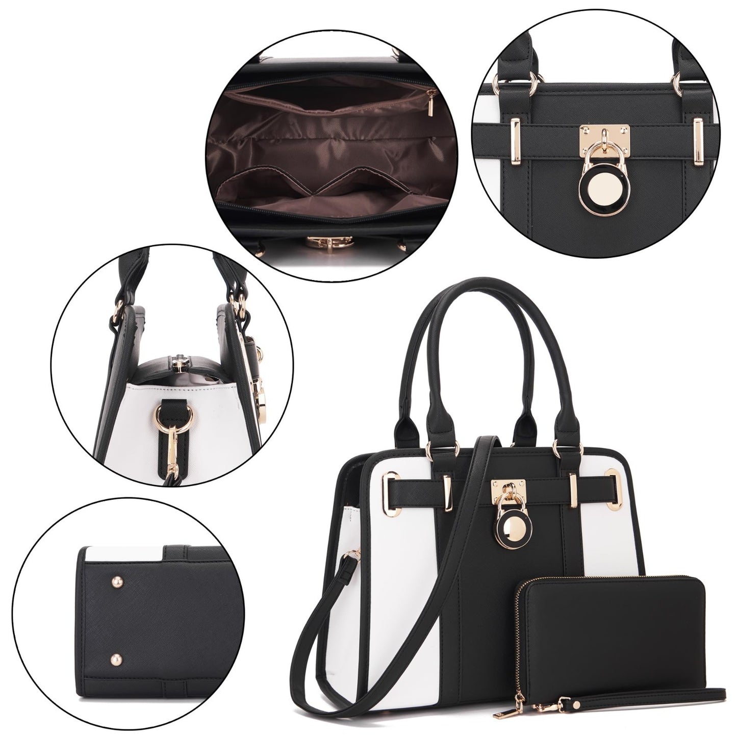 Structured Satchel Tote Handbag Set for Women - Stylish Purses with RFID Wallet6