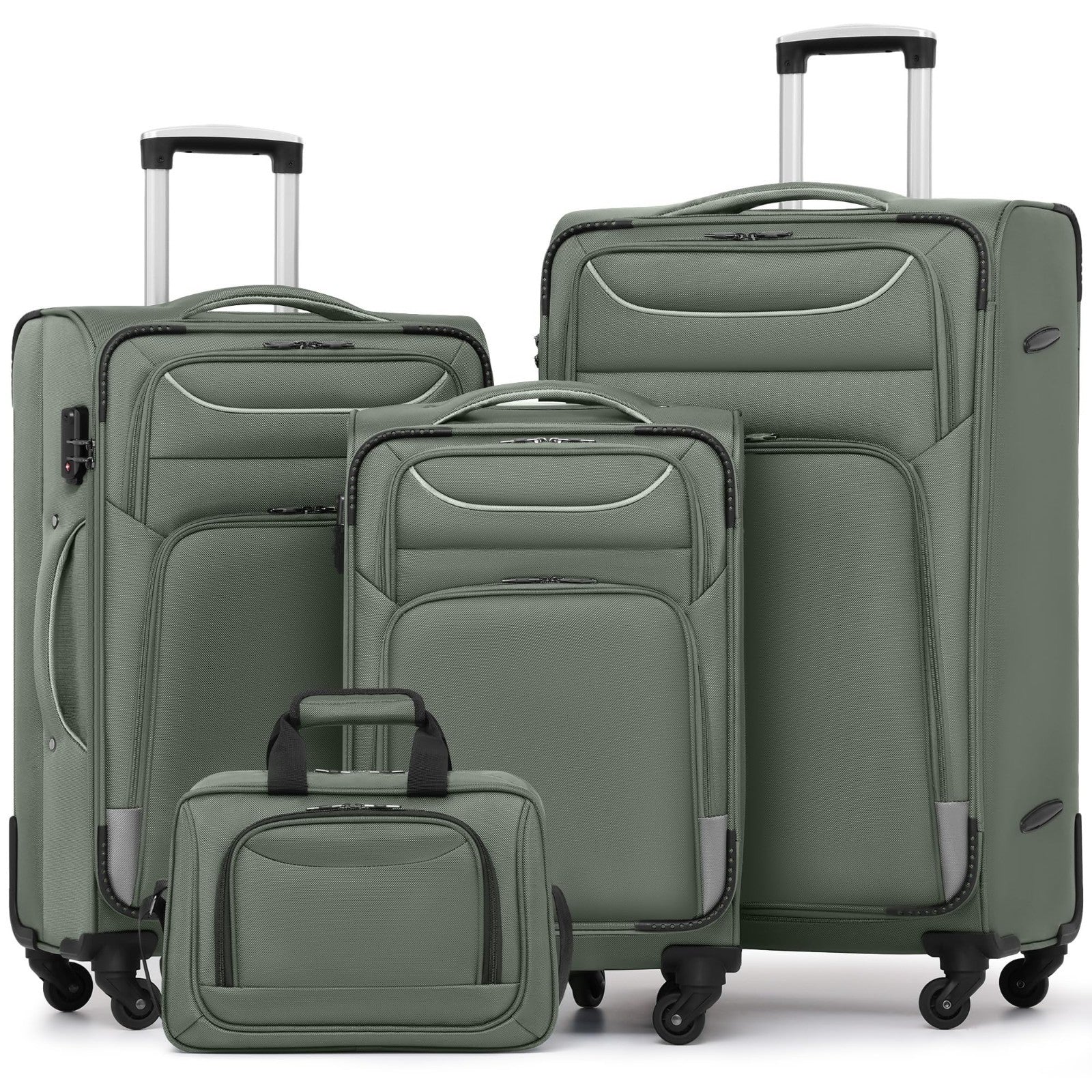 4-Piece Softshell Luggage Set with Tote | TSA Lock, Spinner Wheels, Durable 16801