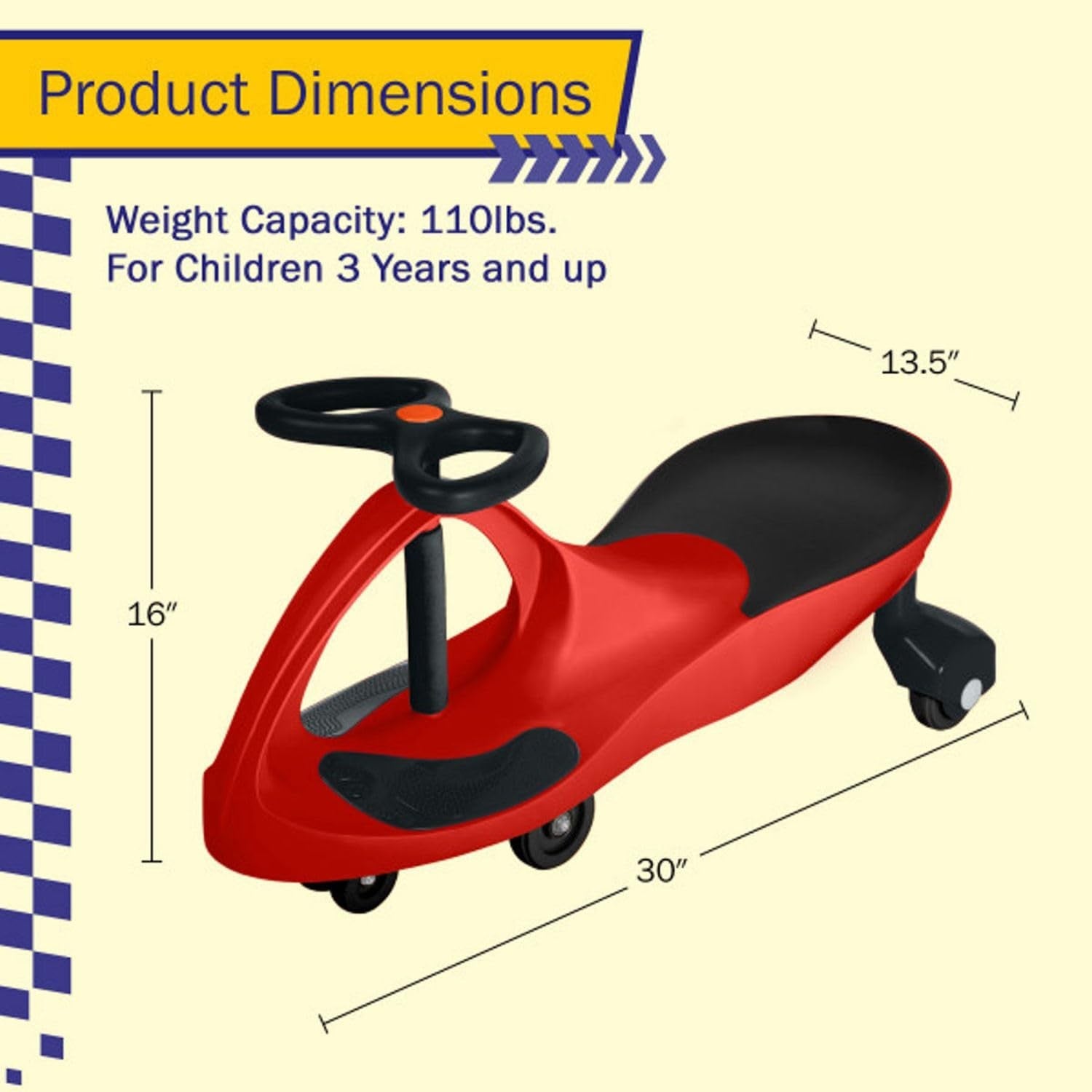 Wiggle Car Ride-On Toy for Kids 3+, Fun Red Push Car for Outdoor Play2