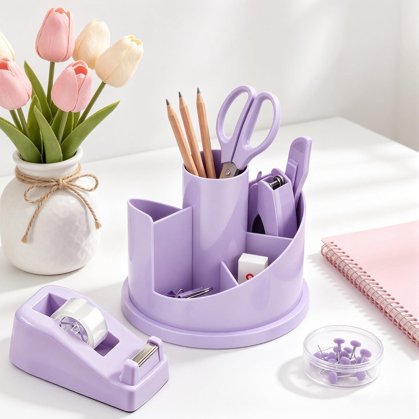Purple Desk Accessory Organizer Kit   Deli Office Supplies Set for Home & Work2