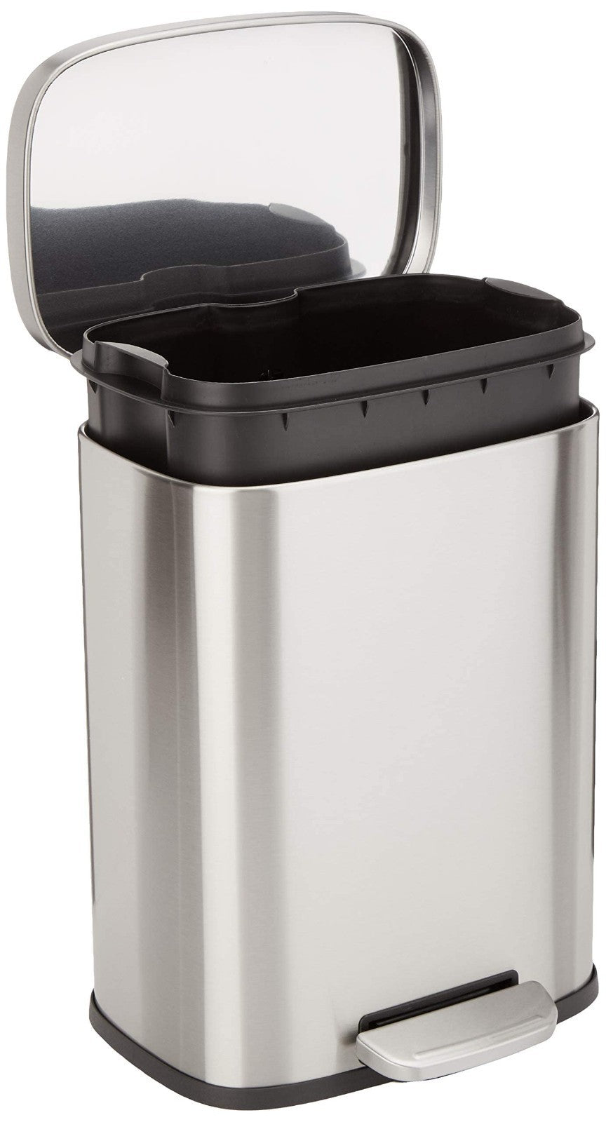 Small 3.1 Gallon Trash Can, Smudge Resistant Rectangular Bin, Soft-Close Lid, St0