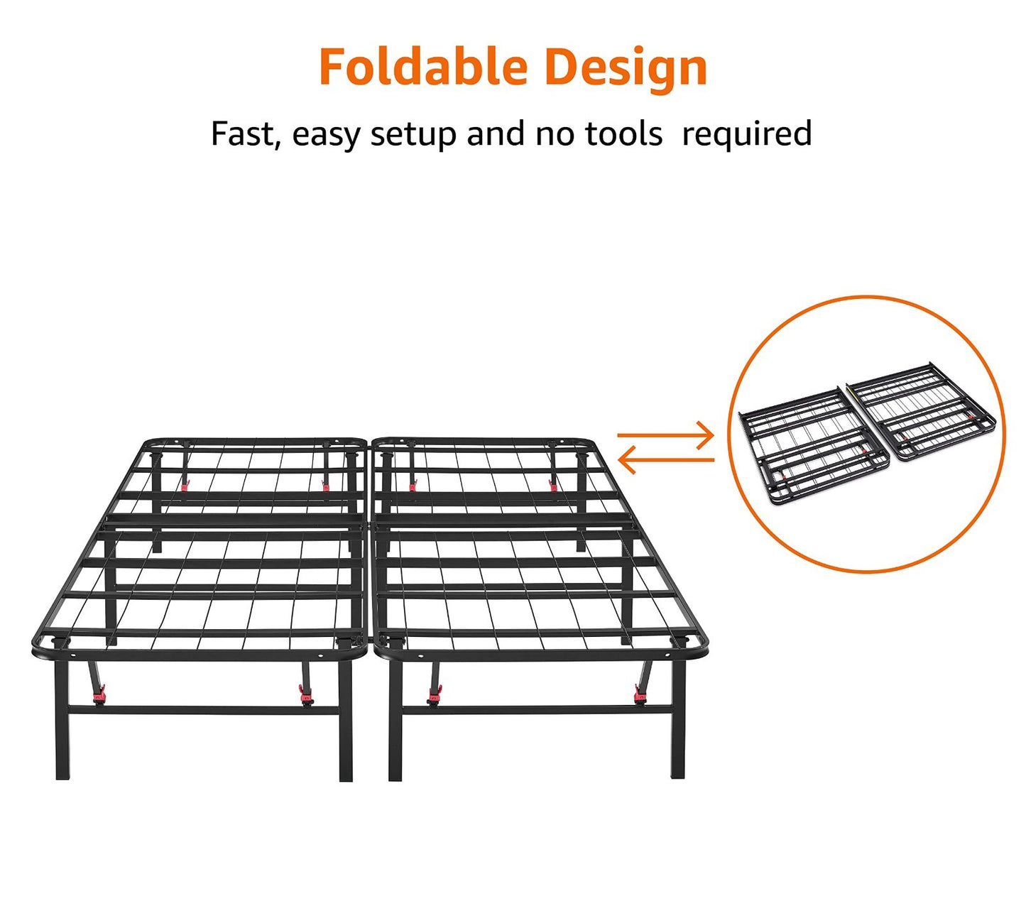 Sturdy Full Size Bed Frame with Underbed Storage, Foldable Metal Platform, Noise3