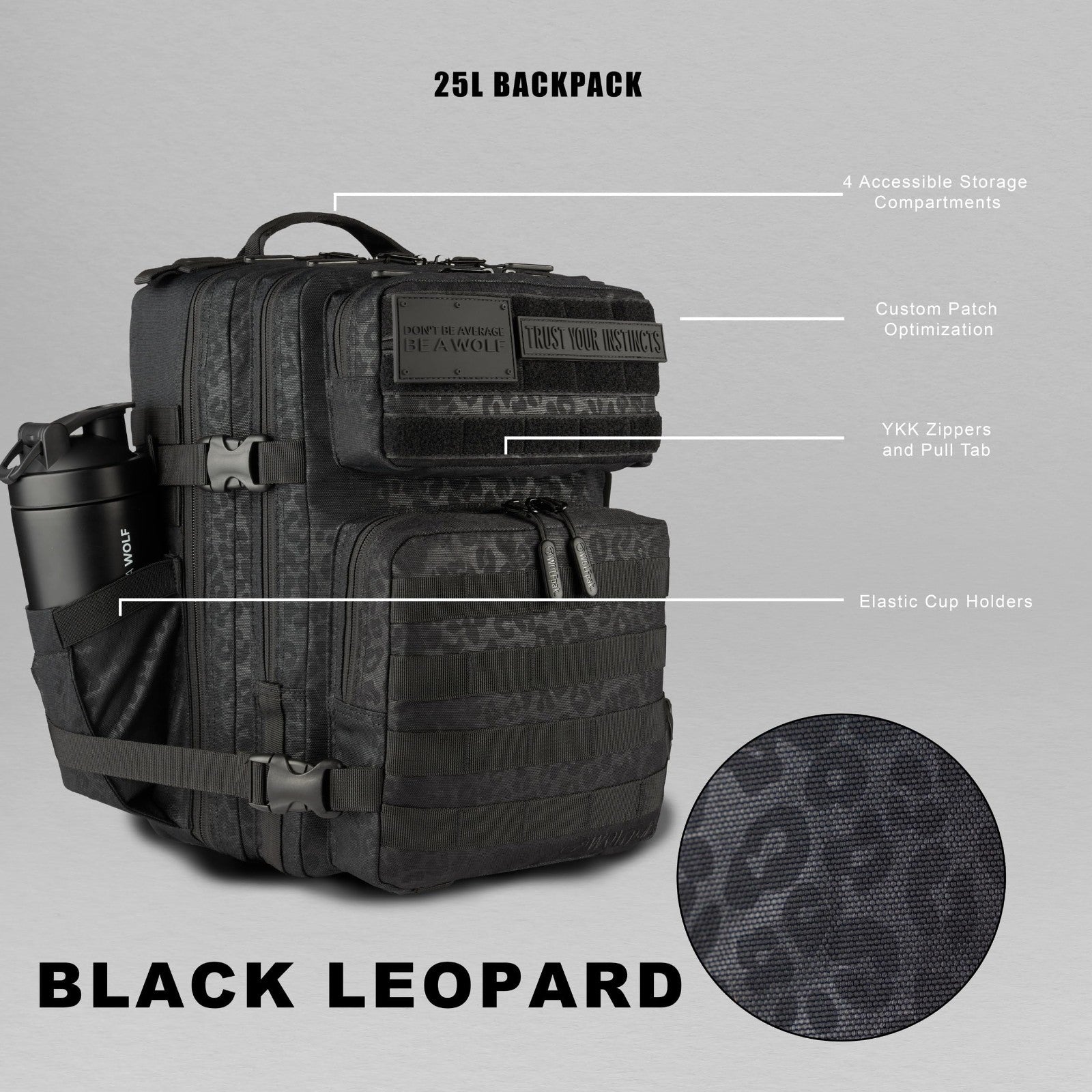 Durable 25L Waterproof Gym Backpack   1000D Oxford, MOLLE Webbing, Laptop Pocket2