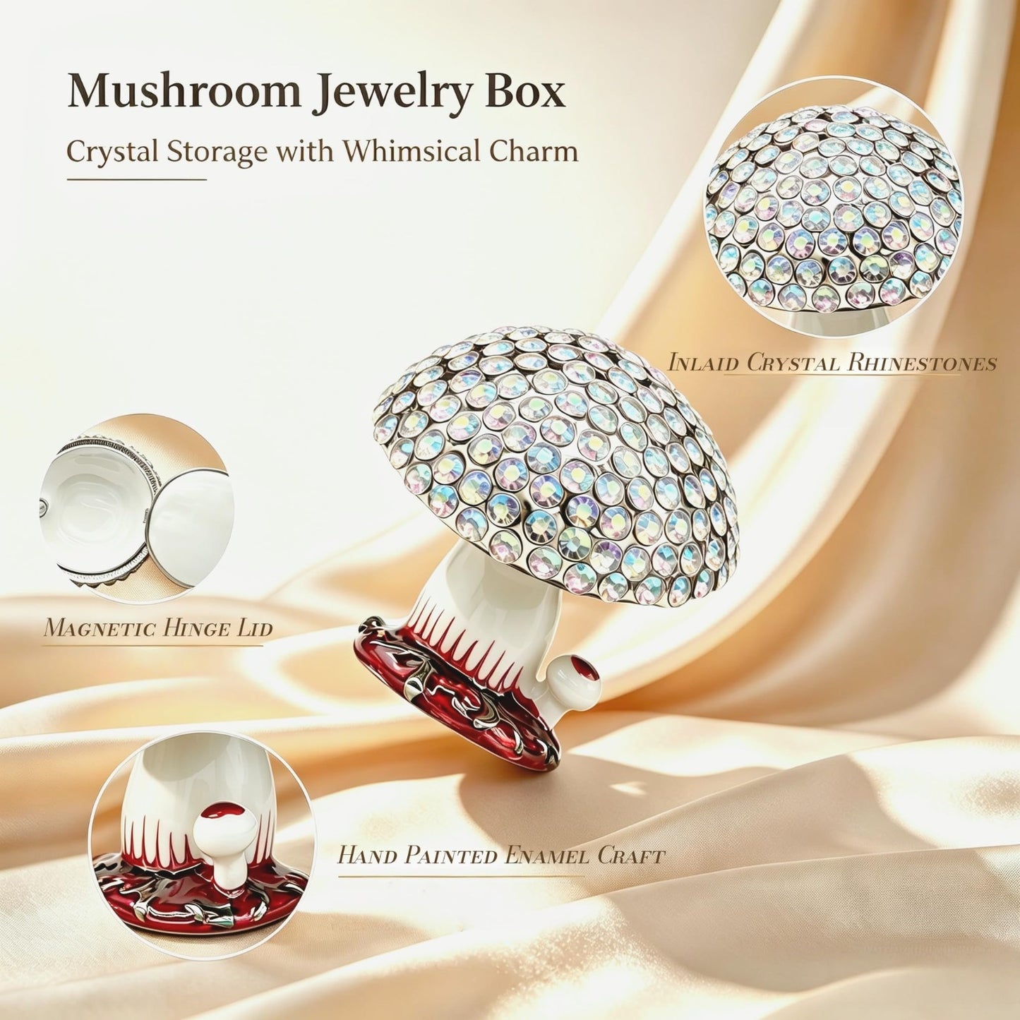 Mushroom Jewelry Box Trinket Organizer Figurines Home Decor Storage Gift3